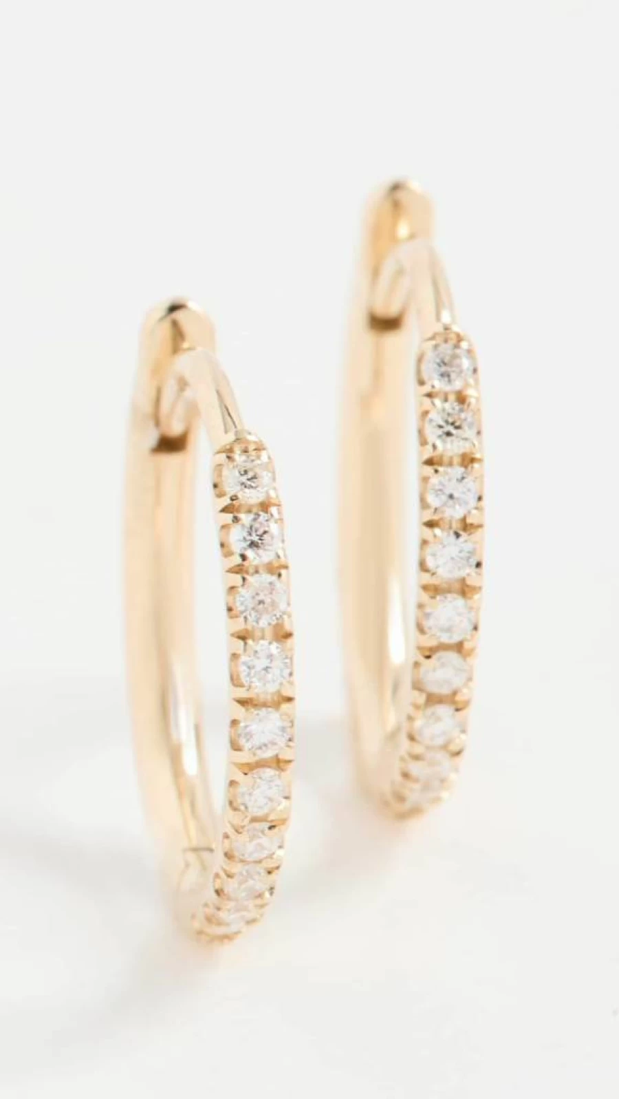 ZOE CHICCO 14K Yellow Gold Pave Diamond Huggie Hoop Earrings for Women Medium Size