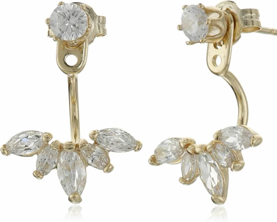 SHASHI Women's Marquis Ear Jacket Earrings in Gold & Clear Crystal, One Size, Dangle Earrings for Women, Elegant Stud Earrings, Fashion Jewelry Gift