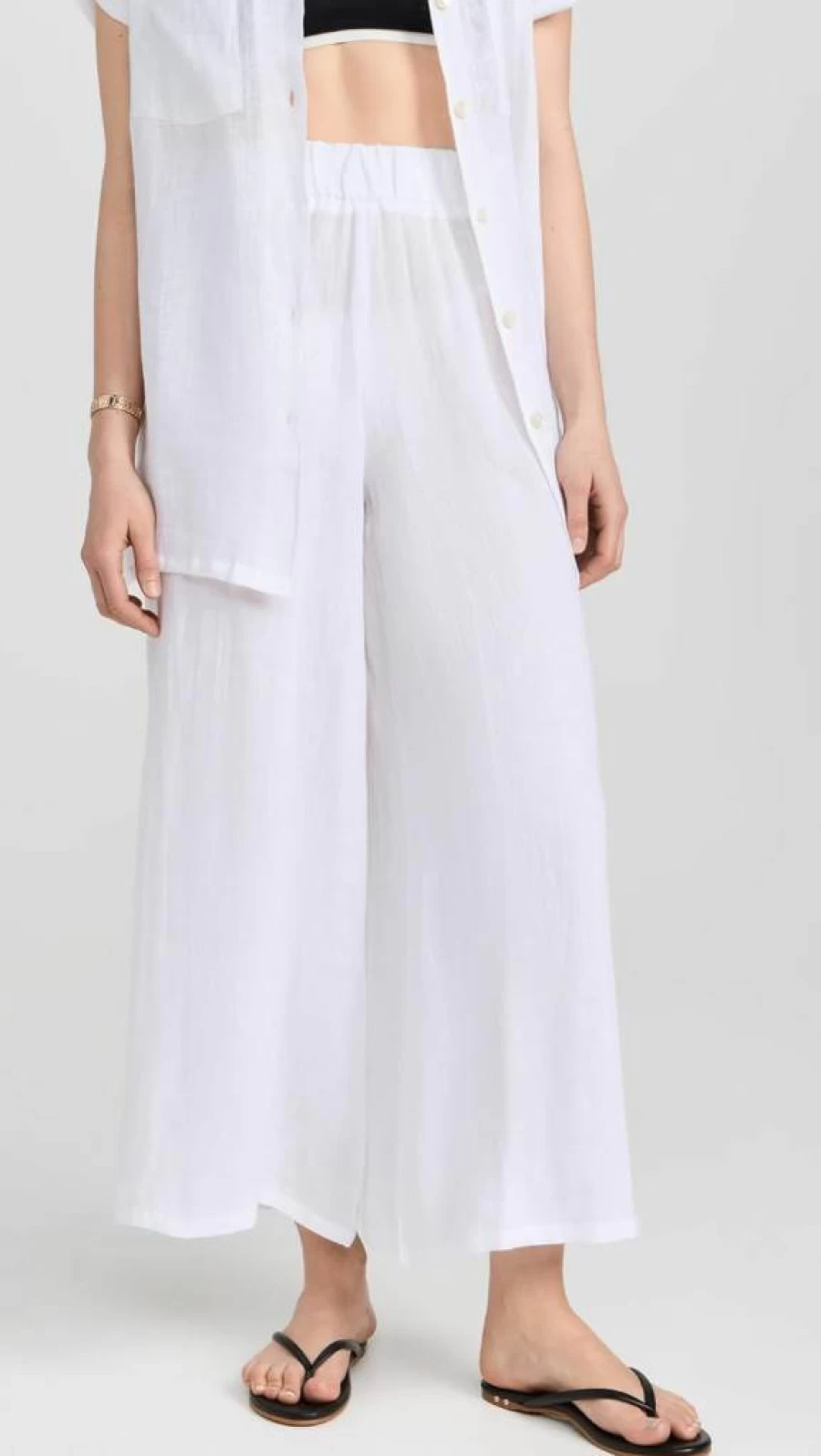 Vitamin A Women's Linen Wide Leg Pants Swimsuit Cover Up - Tallow Beachwear