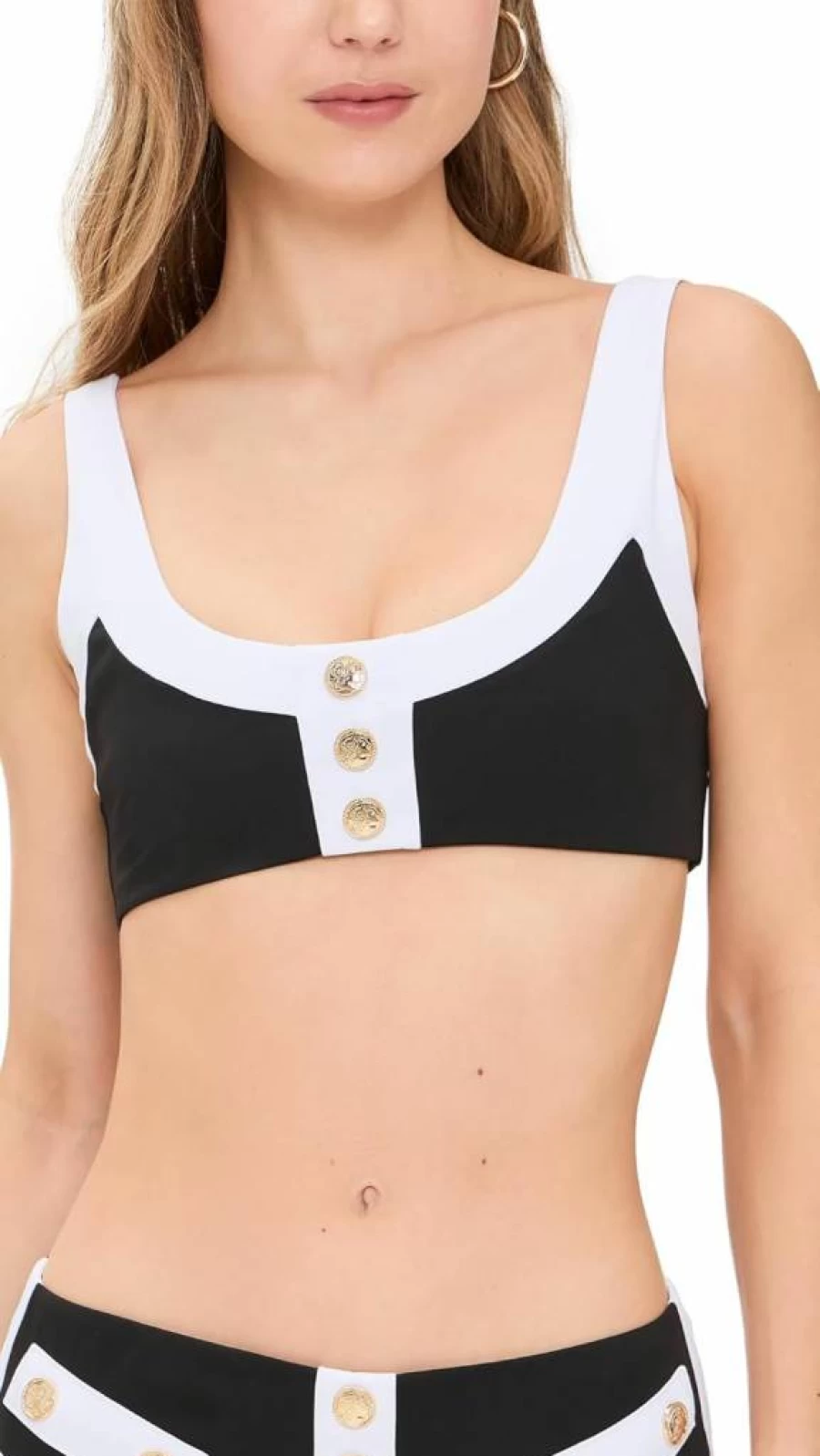 Caroline Constas Women's Striped Sailor Bikini Top - Navy & White Nautical Swimwear