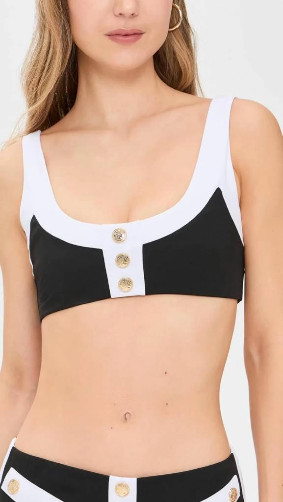 Caroline Constas Women's Striped Sailor Bikini Top - Navy & White Nautical Swimwear