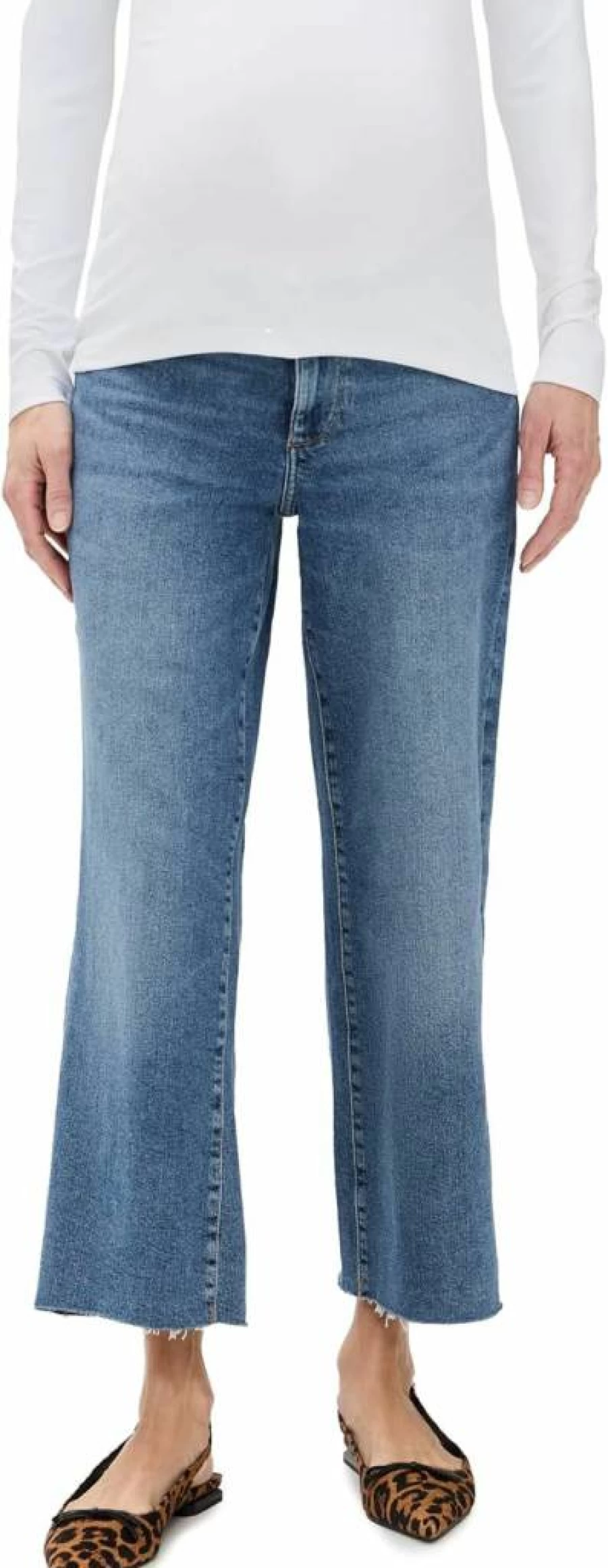 DL1961 Women's Hepburn Wide Leg Petite Maternity Jeans - High Waist Stretch Denim Pants for Pregnancy