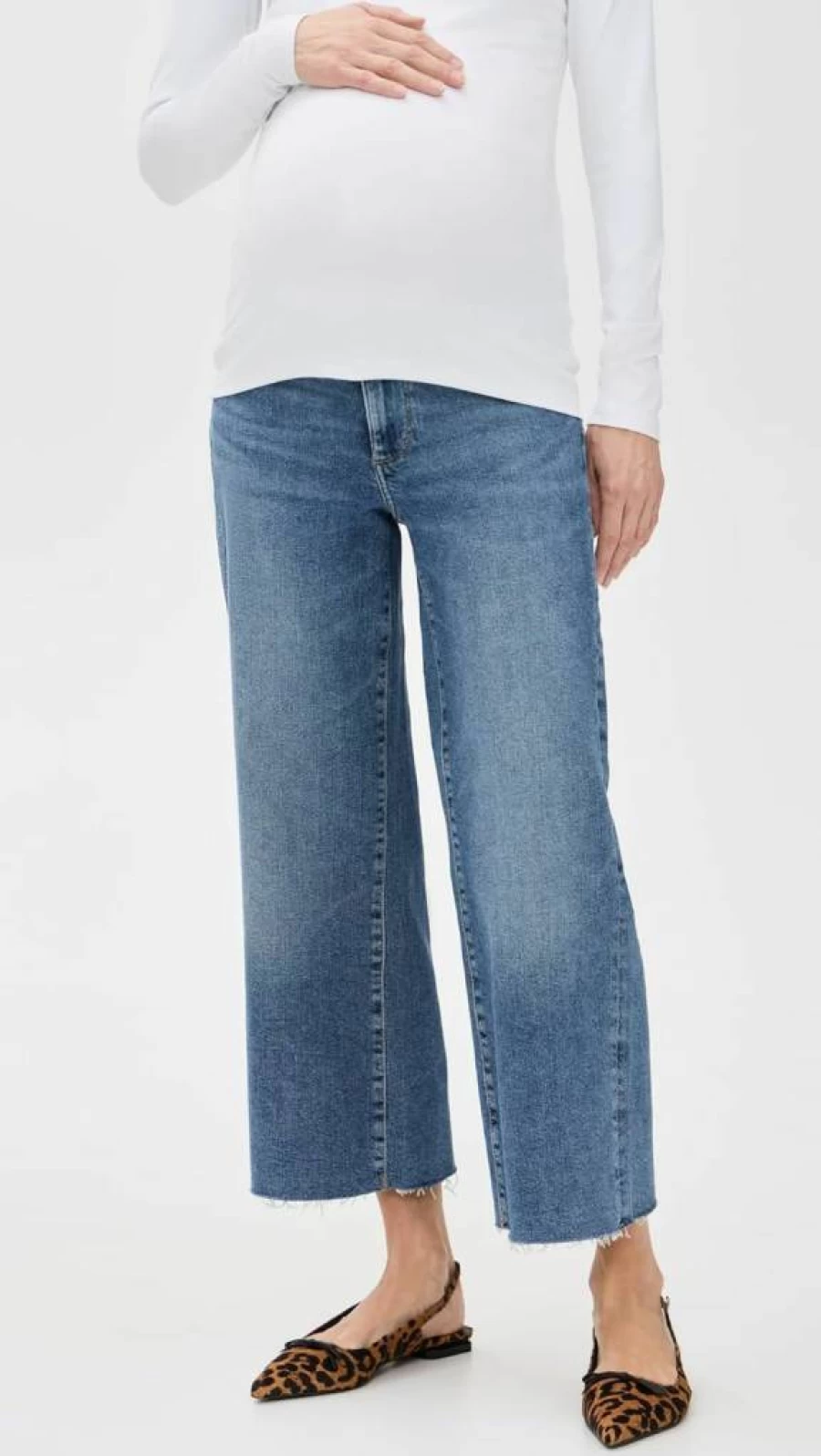 DL1961 Women's Hepburn Wide Leg Petite Maternity Jeans - High Waist Stretch Denim Pants for Pregnancy