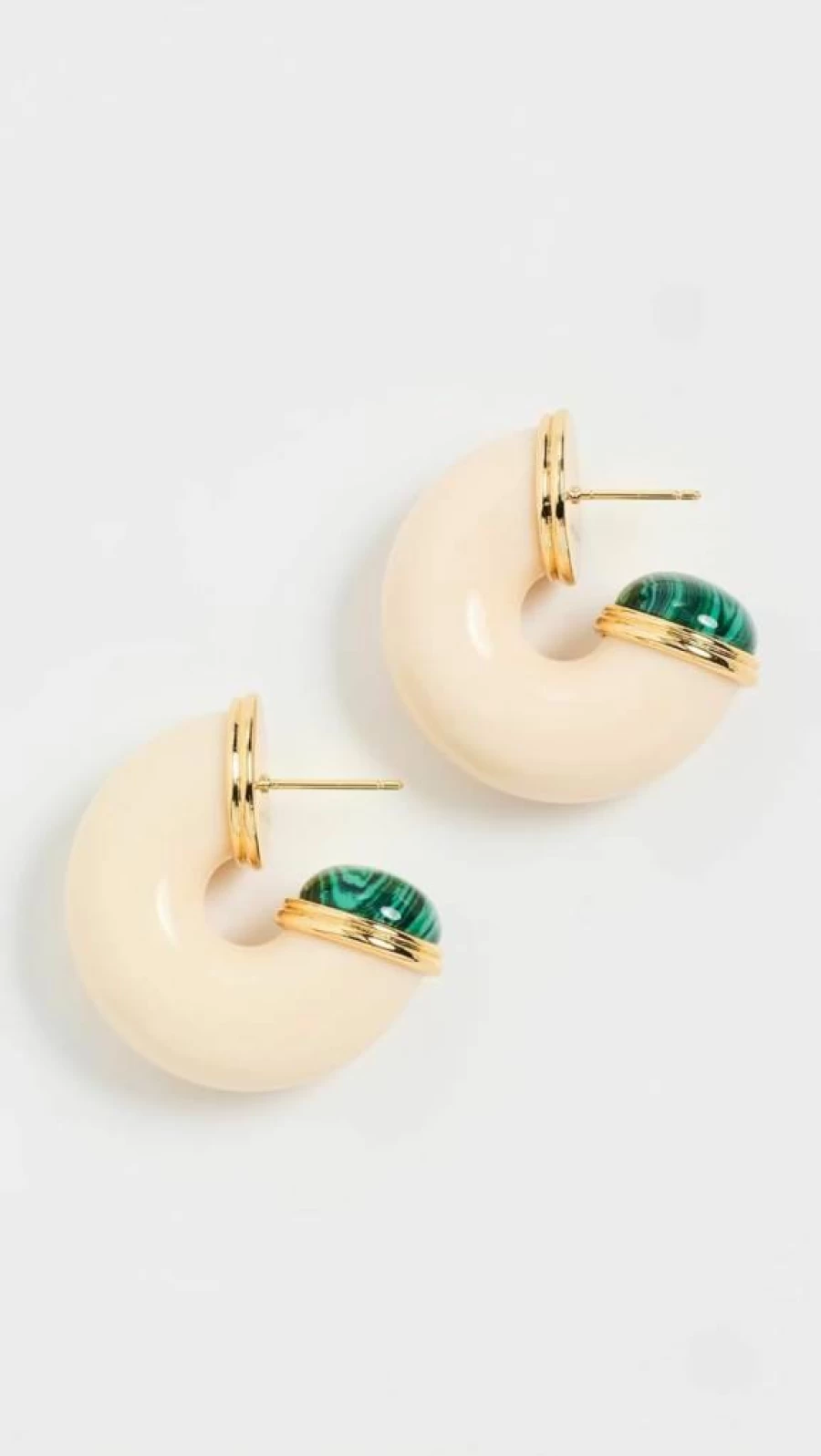 Kenneth Jay Lane Malachite Green Hoop Earrings for Women - Elegant Stone End Drop Dangles