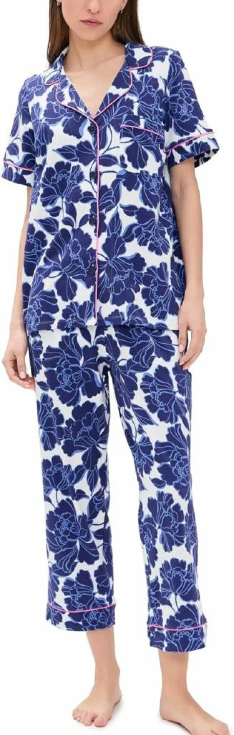 BedHead Pajamas Women's Cotton Jersey Knit Classic Cropped Pajama Set - Comfortable Sleepwear Lounge Set