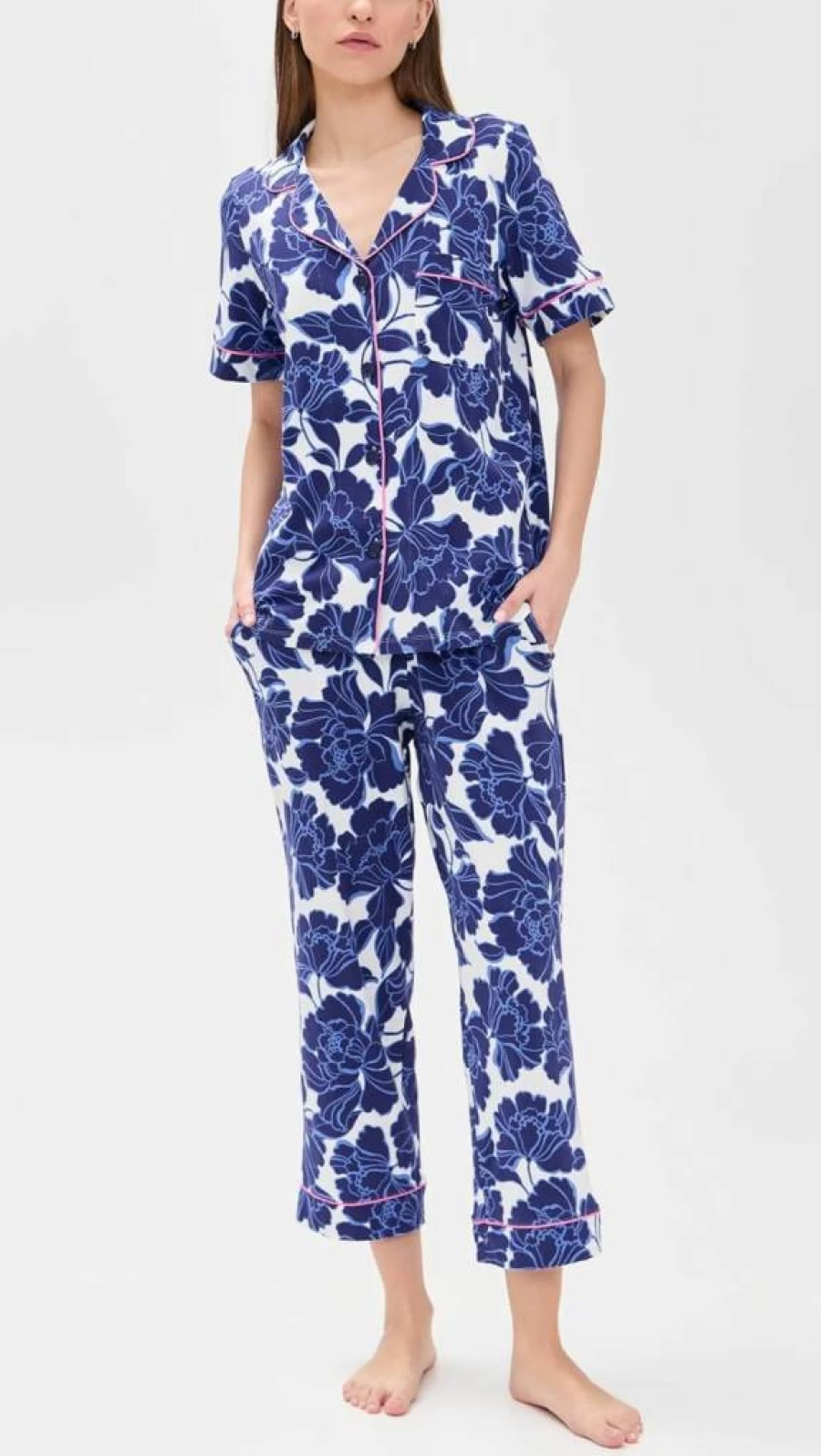 BedHead Pajamas Women's Cotton Jersey Knit Classic Cropped Pajama Set - Comfortable Sleepwear Lounge Set