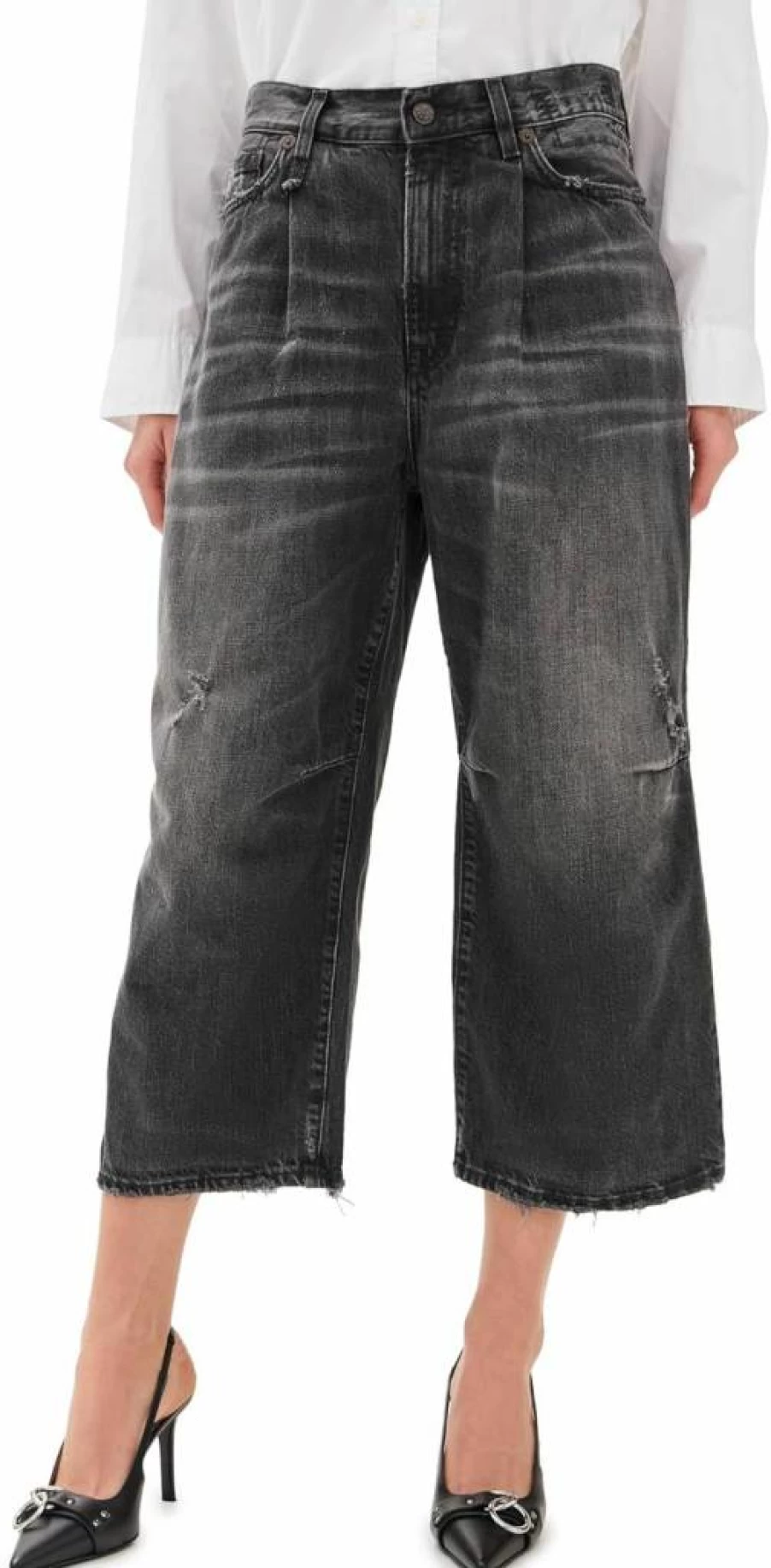 R13 Women's High-Waisted Wide Leg Crop Jeans - Vintage Denim Fashion