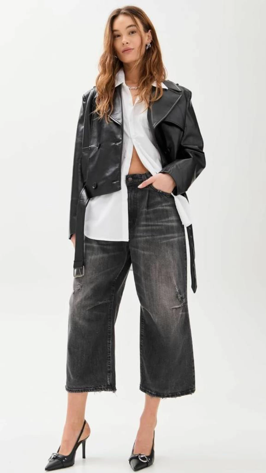R13 Women's High-Waisted Wide Leg Crop Jeans - Vintage Denim Fashion