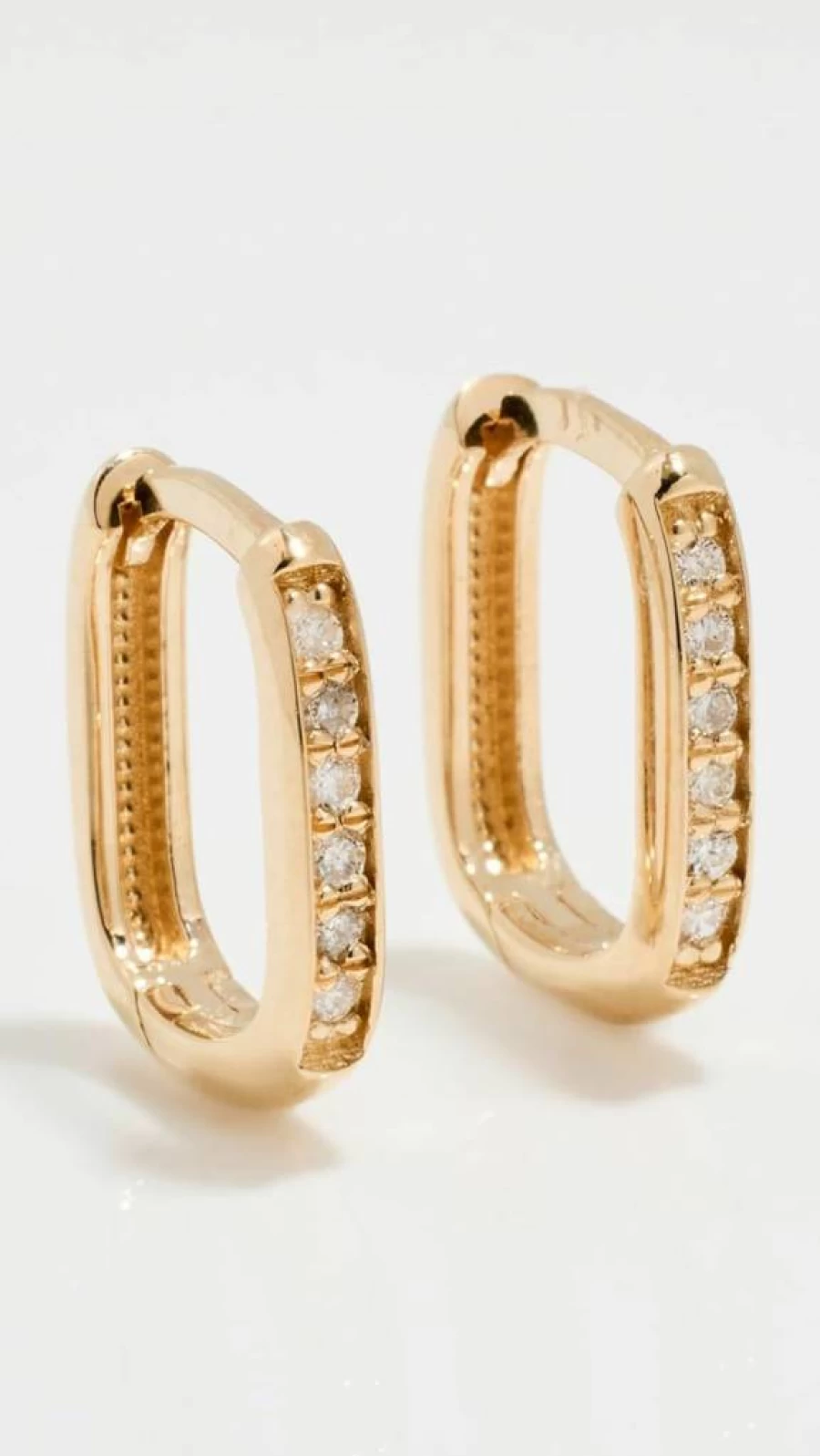 ZOE CHICCO 14K Gold Pave Diamond Oval Hinge Huggie Hoop Earrings for Women