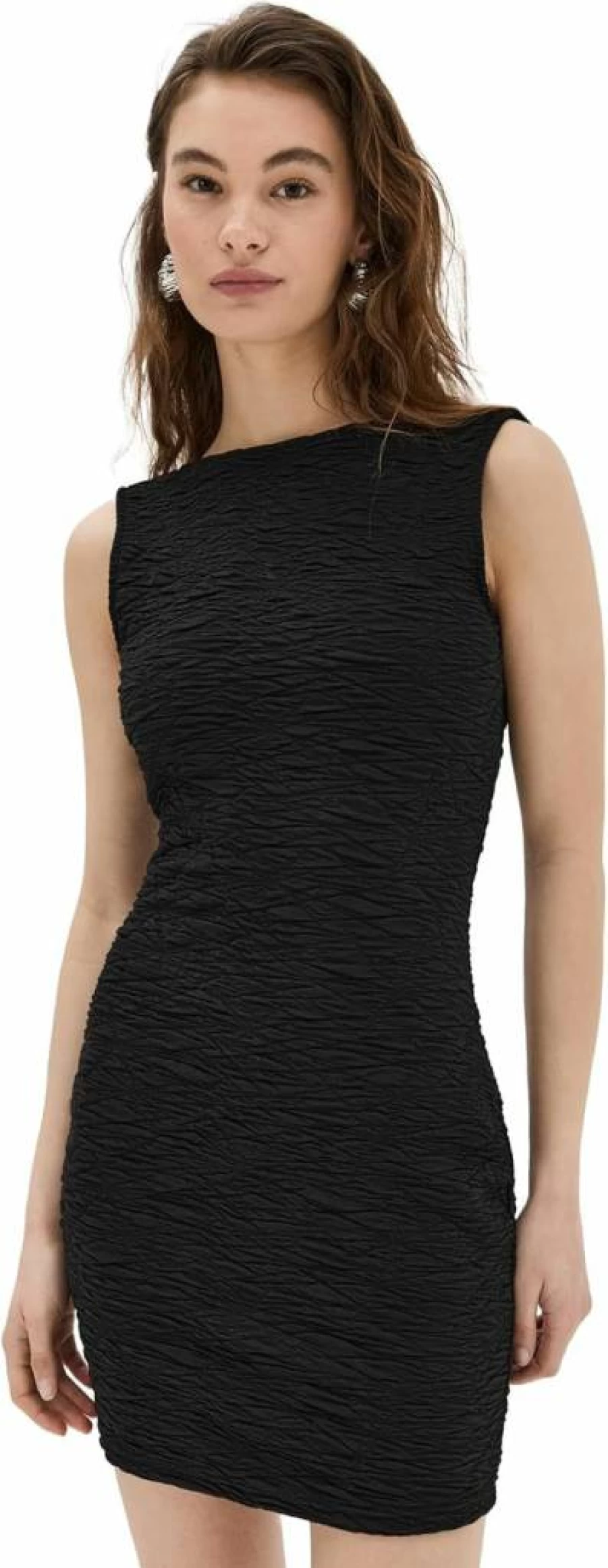 Good American Women's Scoop Back Mini Dress - Stretchy Wide Scrunchie Hem Bodycon Dress