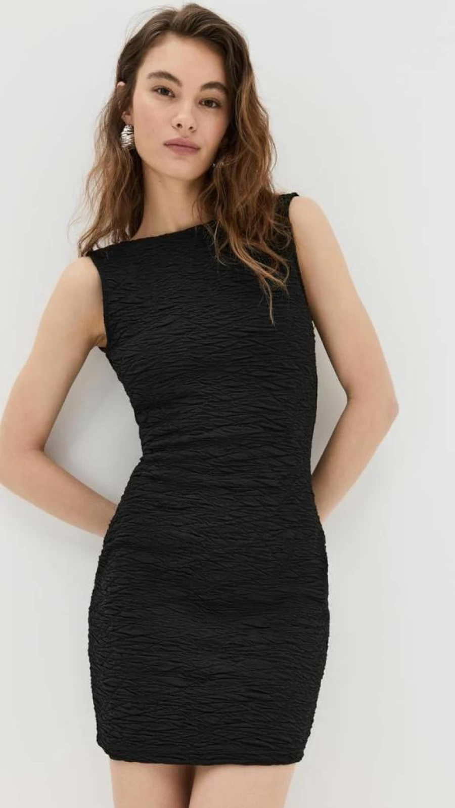 Good American Women's Scoop Back Mini Dress - Stretchy Wide Scrunchie Hem Bodycon Dress