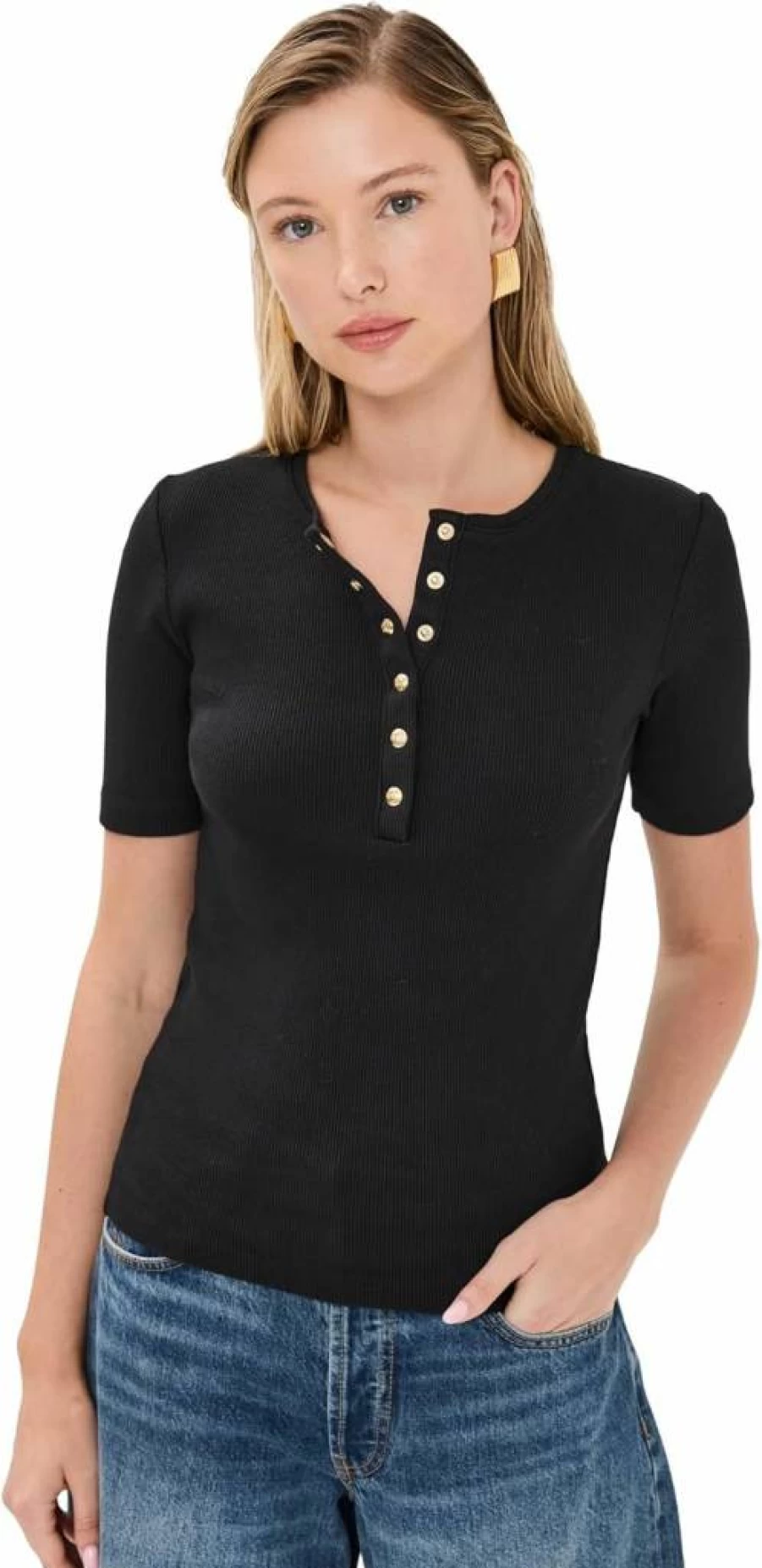 ANINE BING Women's Alessia Short Sleeve T-Shirt | Premium Cotton Crewneck Tee
