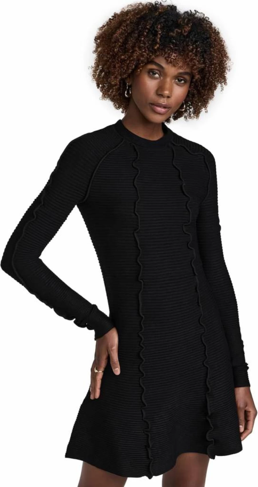 AMUR Lettuce Edge Dress - Floral Lace Trim Midi Dress for Women