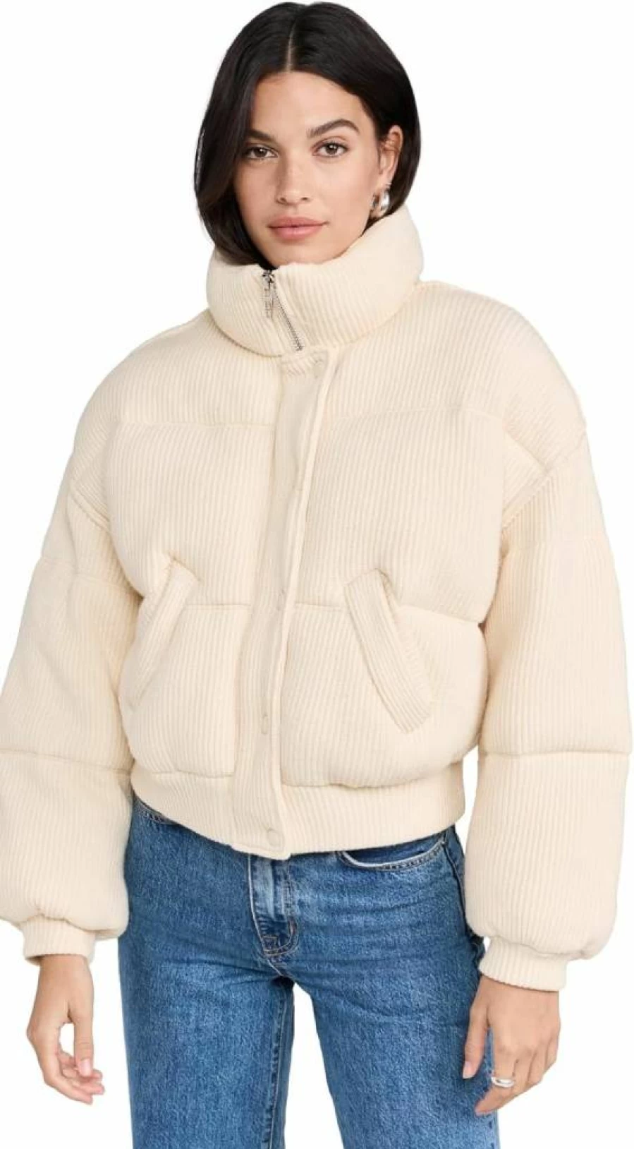 BLANKNYC Women's Cream Faux Leather Bomber Jacket - Stylish Vegan Leather Outerwear