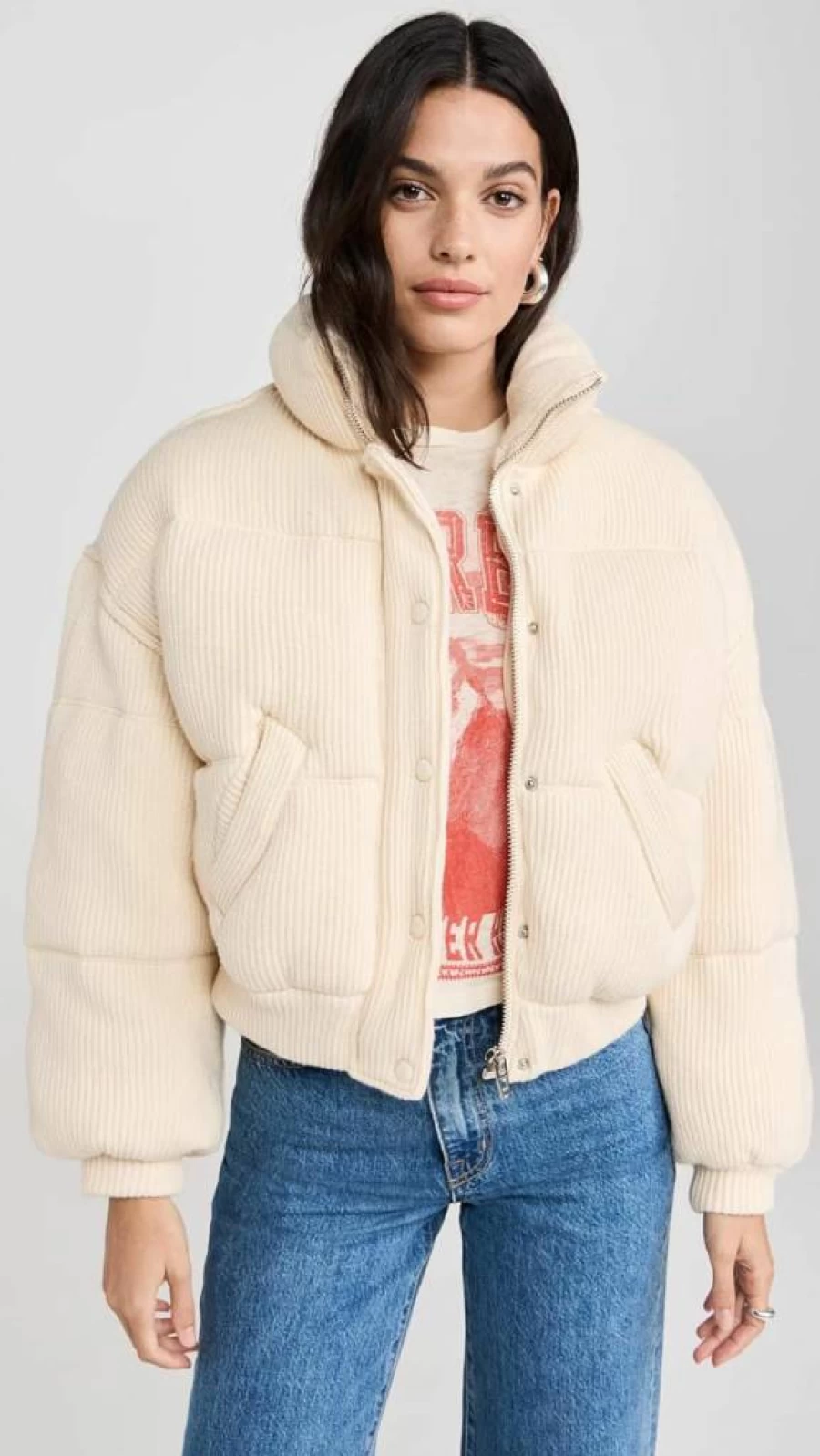 BLANKNYC Women's Cream Faux Leather Bomber Jacket - Stylish Vegan Leather Outerwear