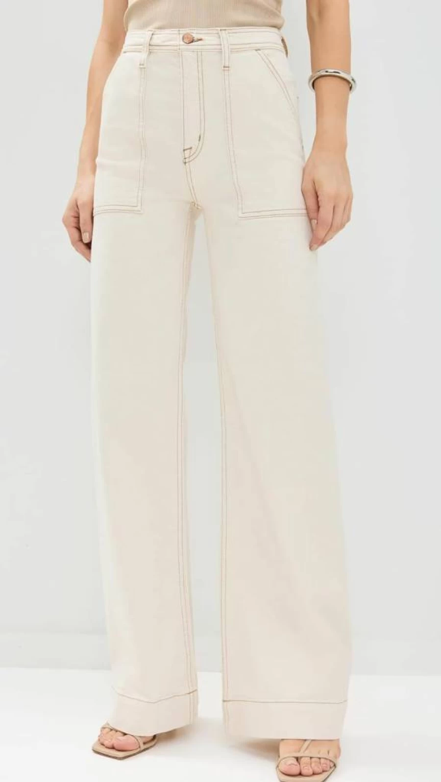 Pistola Denim Women's High-Waisted Utility Jeans with Pocket Details - Stylish Penny Wash Denim Pants