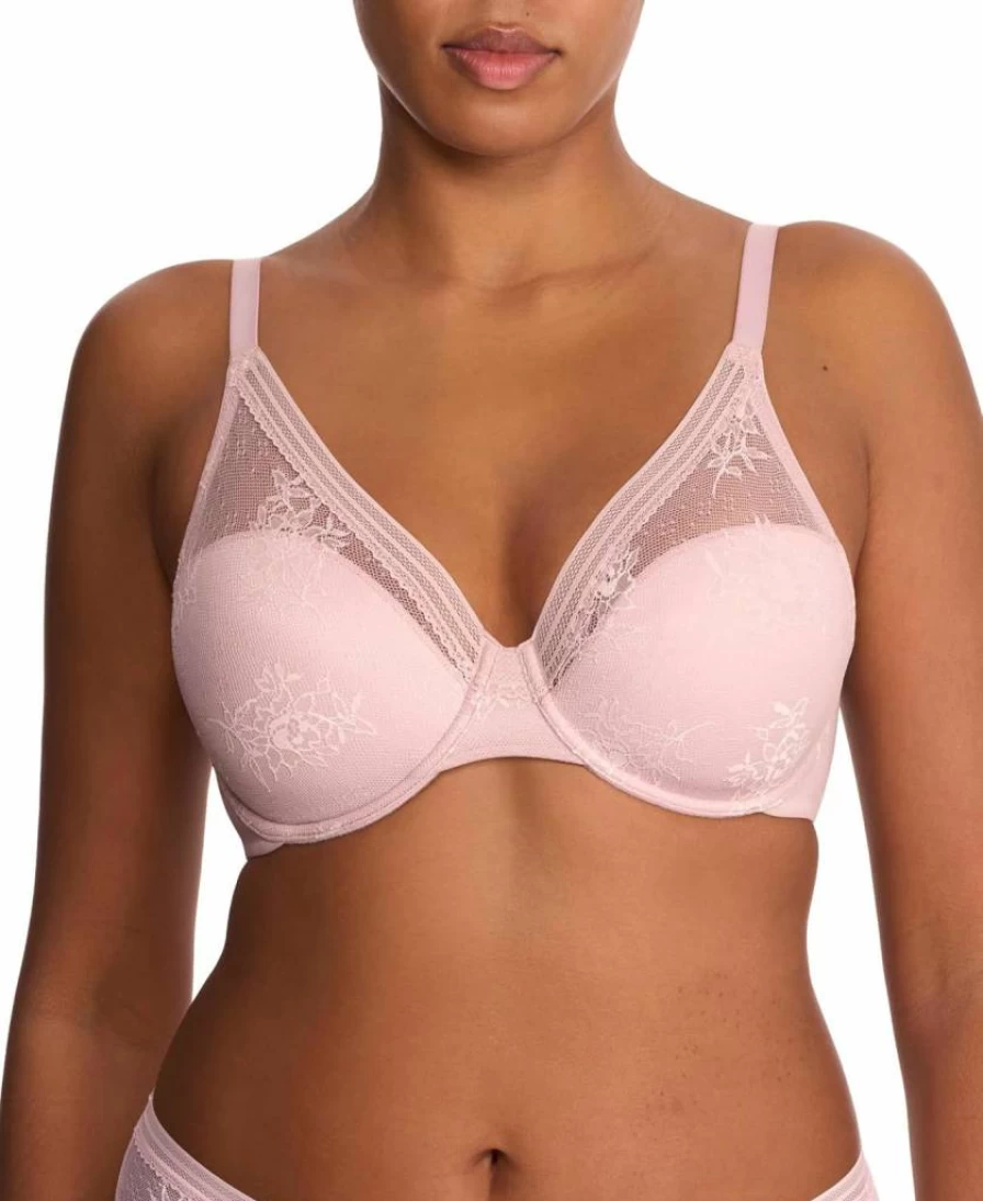 Natori Women's Love Lace T-Shirt Bra - Full Coverage Plunge Underwire Bra for Comfort & Support