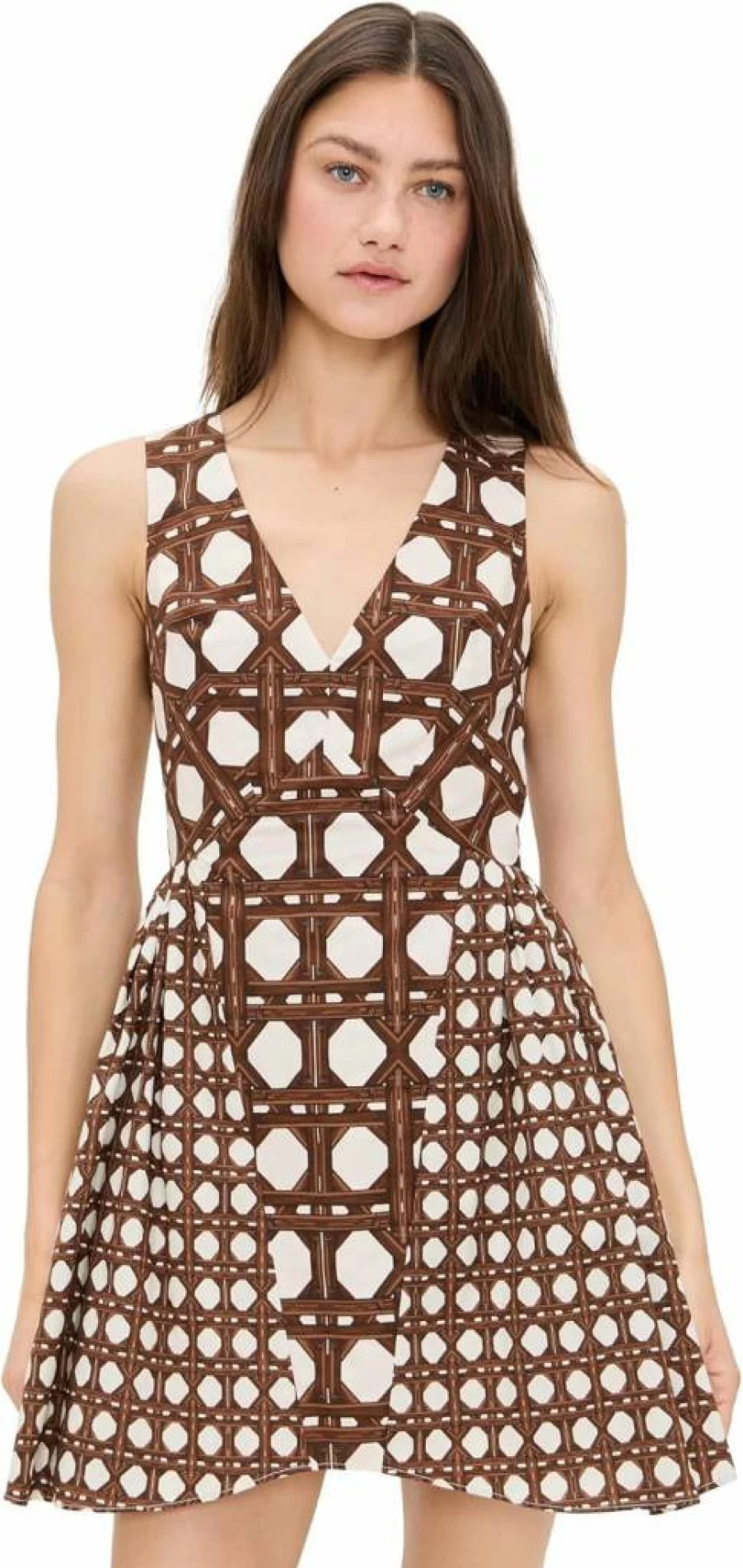 Misa Women's Cerise Flowy Summer Dress - Elegant V-Neck A-Line Casual Outfit