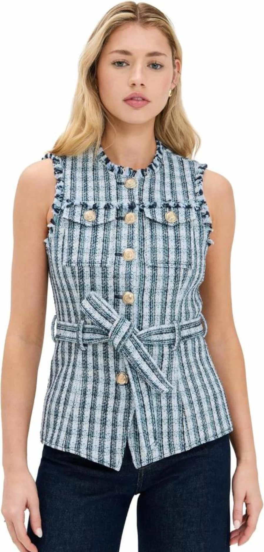 Cinq a Sept Women's Matilda Tweed Reenee Vest - Classic Boutique Jacket for Stylish Outfits