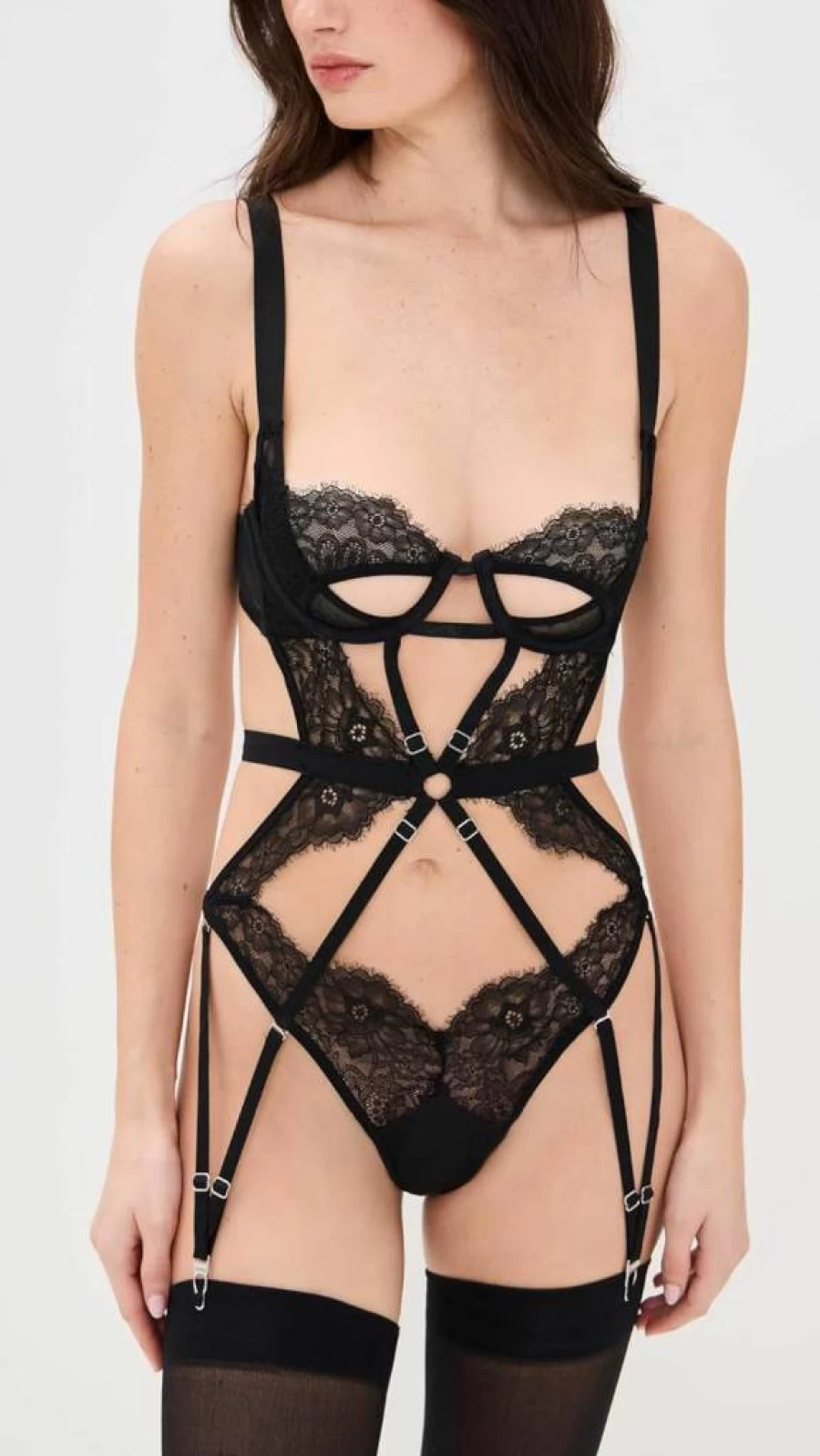 Thistle and Spire Women's Minna Lace Thong Bodysuit - Sexy Lingerie One-Piece