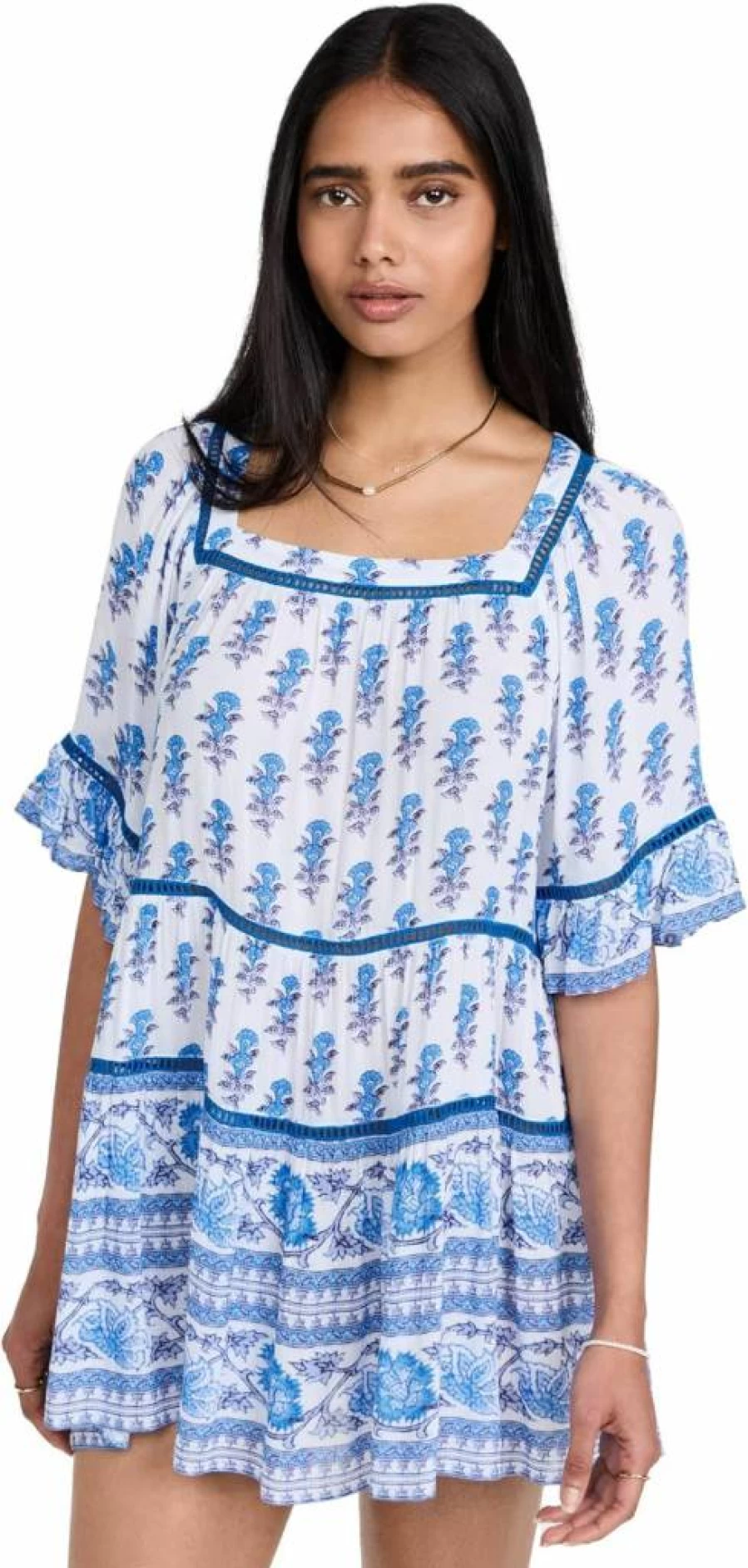 Playa Lucila Women's Drop Waist Floral Print Summer Dress - Bohemian Beach Style Flowy Maxi Dress