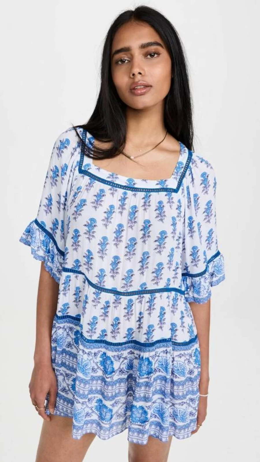 Playa Lucila Women's Drop Waist Floral Print Summer Dress - Bohemian Beach Style Flowy Maxi Dress