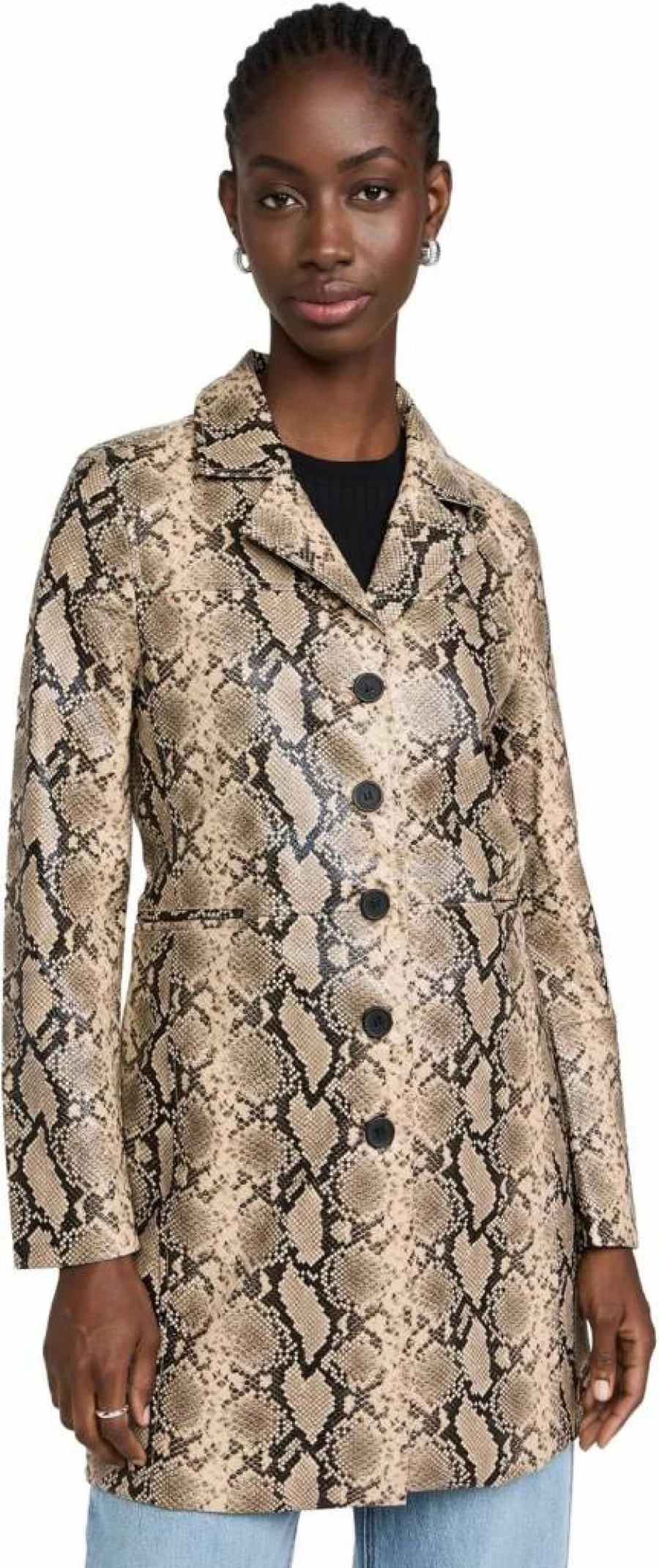 BLANKNYC Women's Faux Snake Leather Trench Coat - Stylish Long Faux Leather Jacket