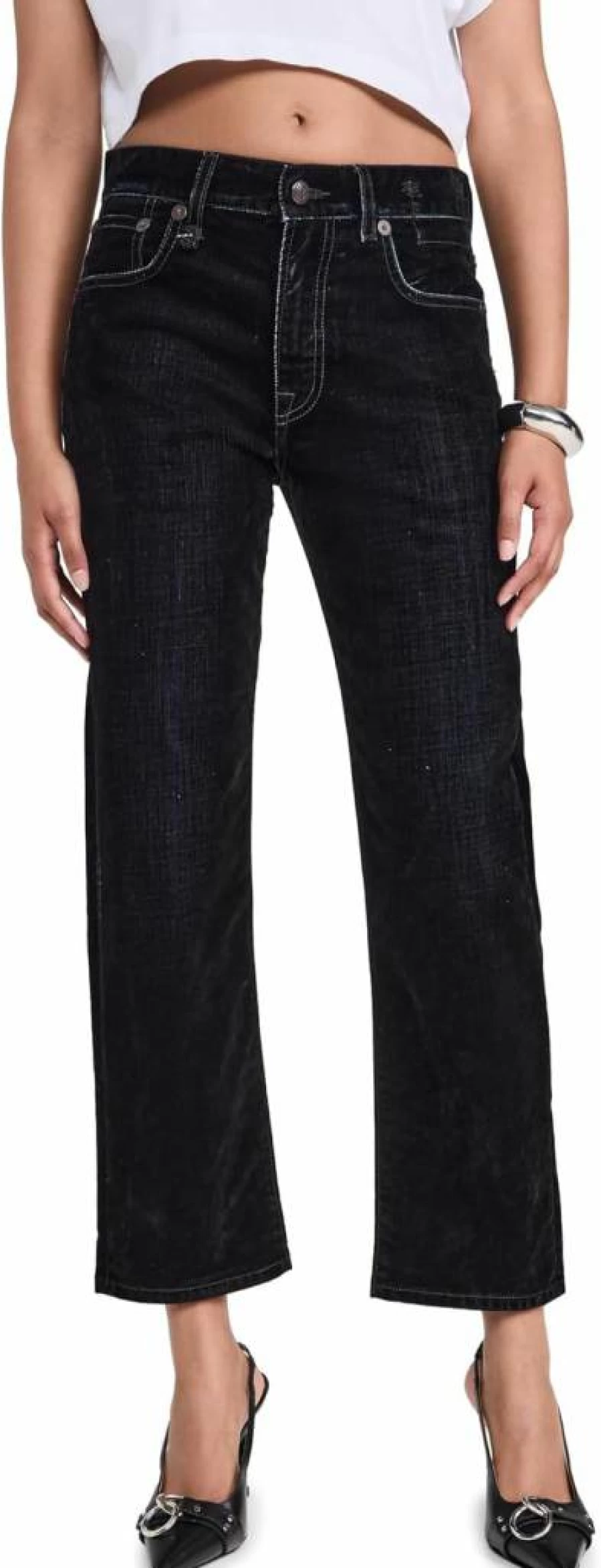 R13 Women's Romeo Velvet High-Rise Skinny Jeans - Soft Stretch Velvet Denim Pants for Women