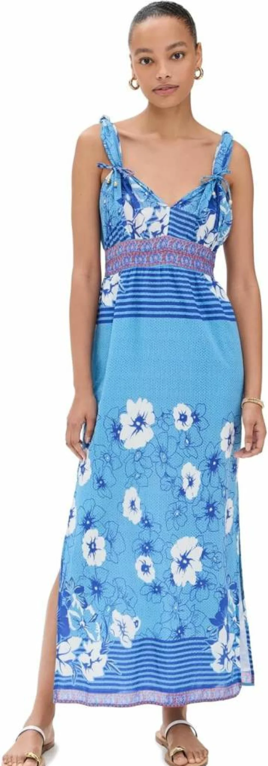 BELL Women's Floral Wrap Maxi Dress with Side Knot Detail - Summer Boho Chic Long Dress