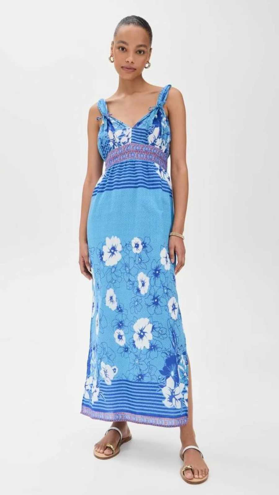 BELL Women's Floral Wrap Maxi Dress with Side Knot Detail - Summer Boho Chic Long Dress