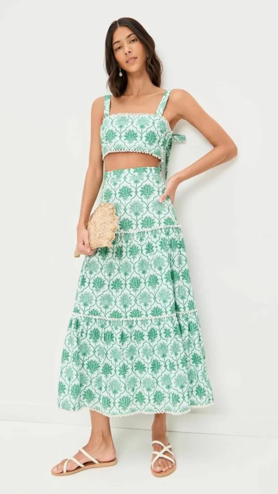Saylor Women's Kaitlin Floral Print Midi Skirt and Top Set