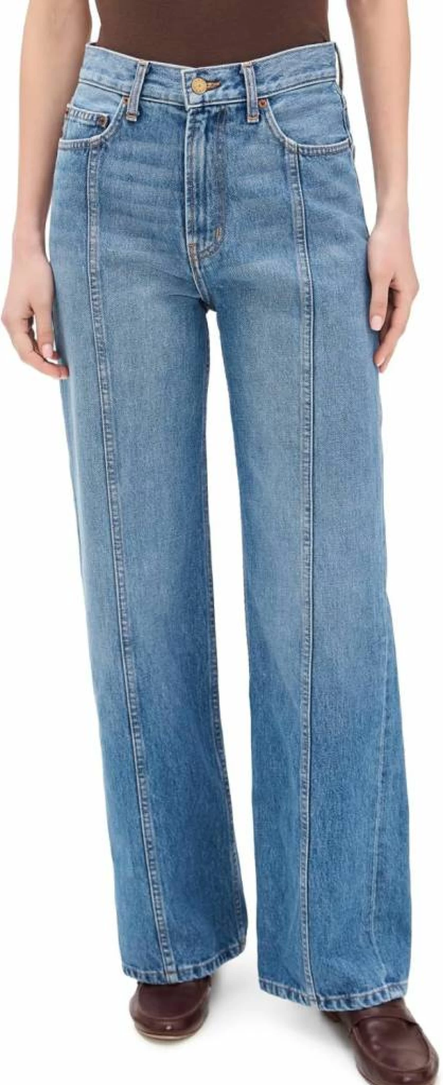 B SIDES Women's Quinn High-Rise Slim Fit Jeans - Classic Blue Denim Pants for Women