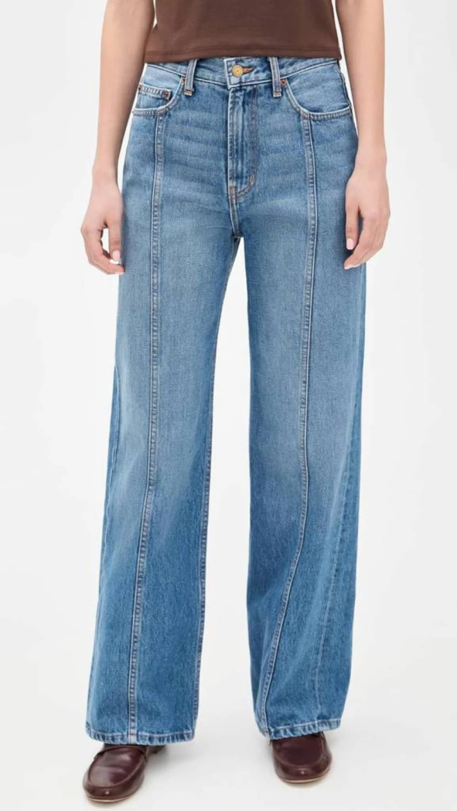 B SIDES Women's Quinn High-Rise Slim Fit Jeans - Classic Blue Denim Pants for Women