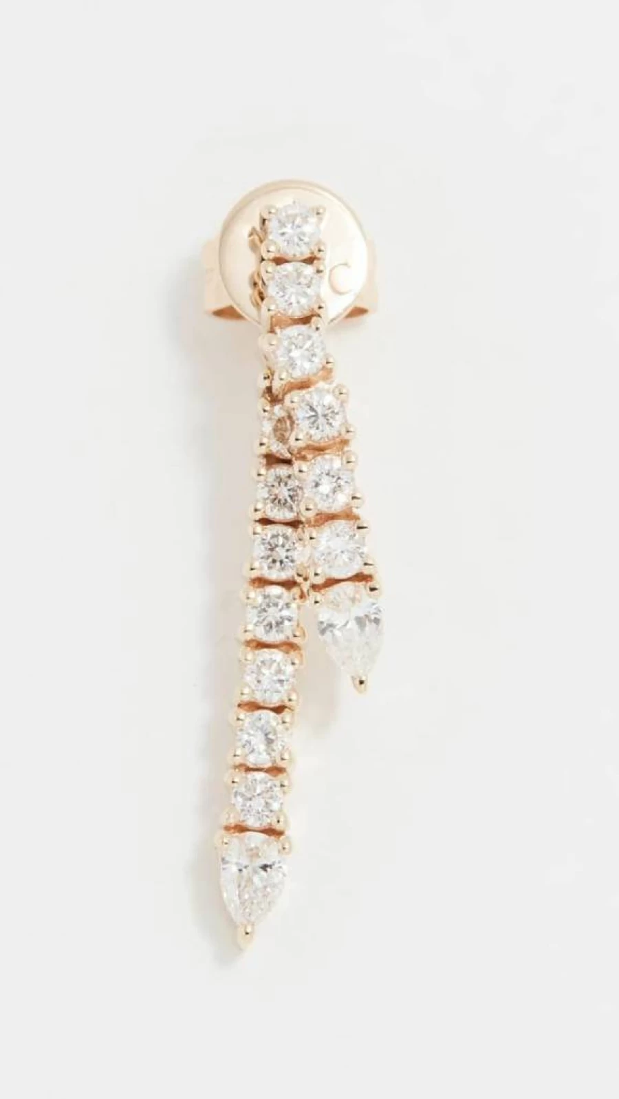 EF Collection Women's Teardrop Diamond Fringe Single Earring - Elegant Dangle Earrings for Women