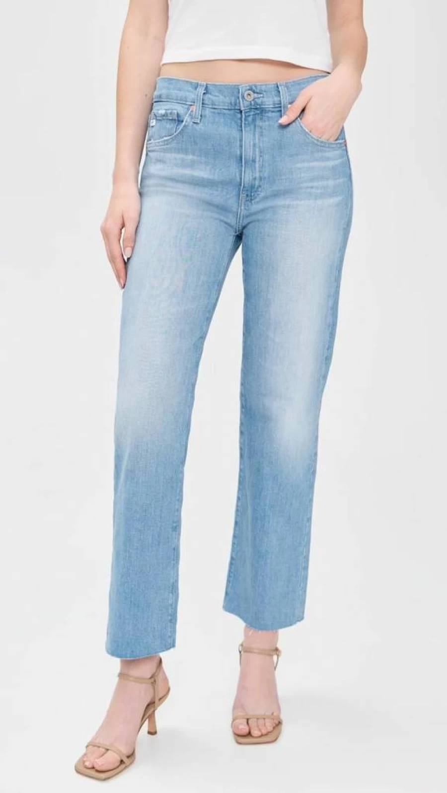 AG Adriano Goldschmied Women's Brinley High-Rise Crop Jeans - Slim Fit Stretch Denim