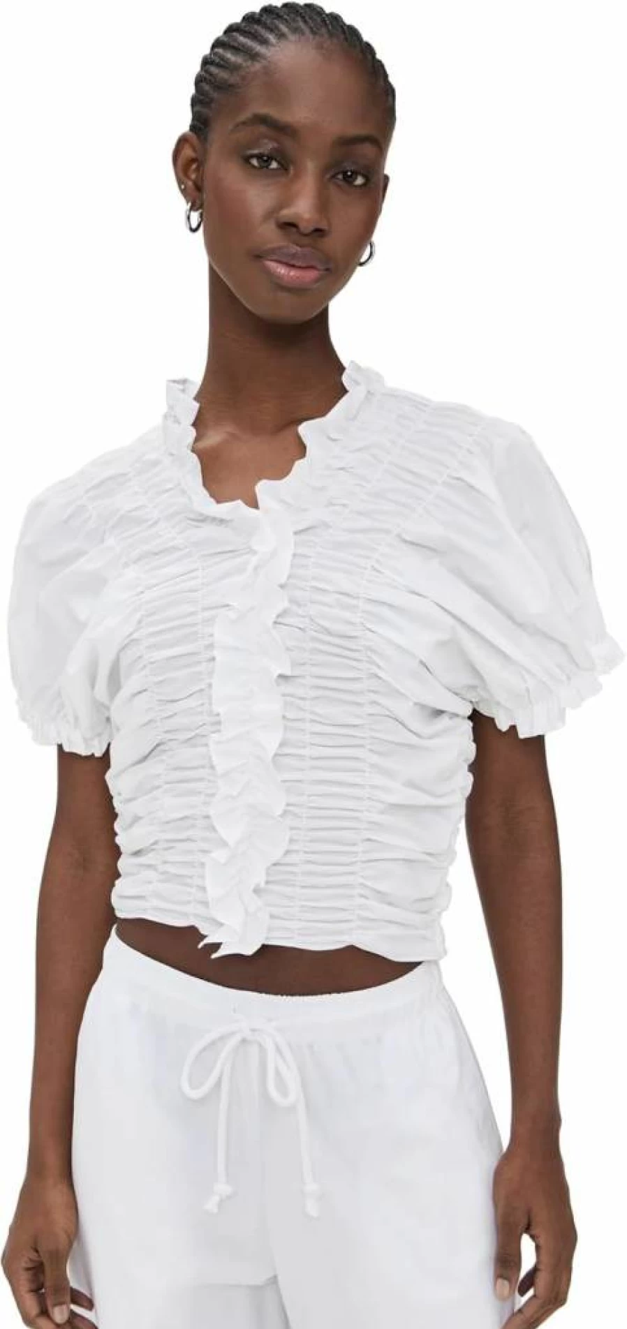 Lee Mathews Women's Frida Ruched Blouse - Elegant Tucked Detail Tops