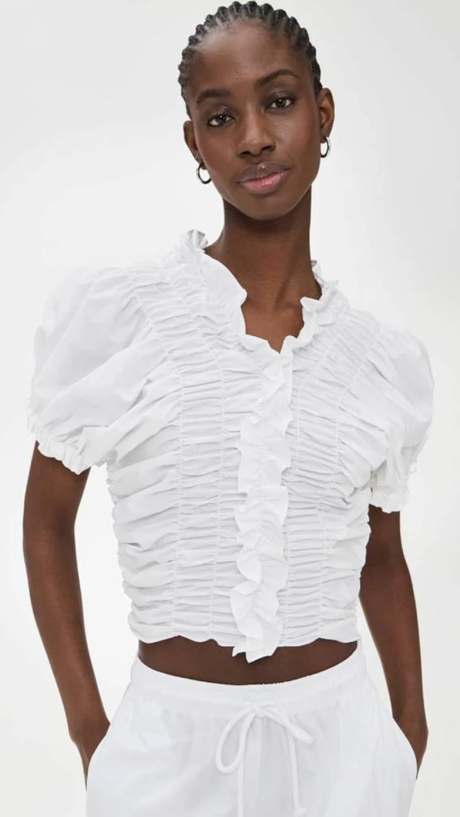 Lee Mathews Women's Frida Ruched Blouse - Elegant Tucked Detail Tops