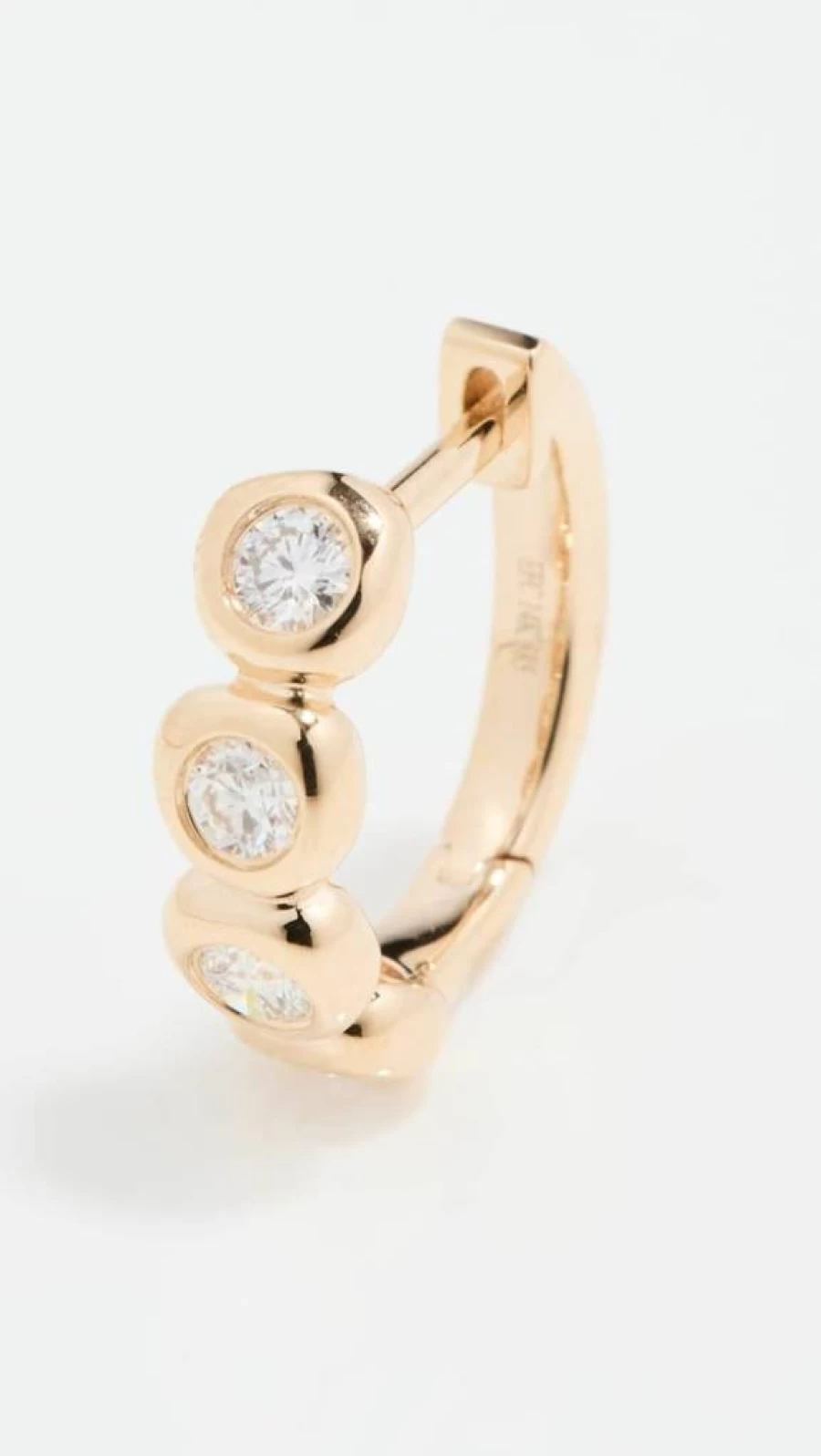 EF Collection 14K Gold Single Diamond Huggie Hoop Earrings for Women