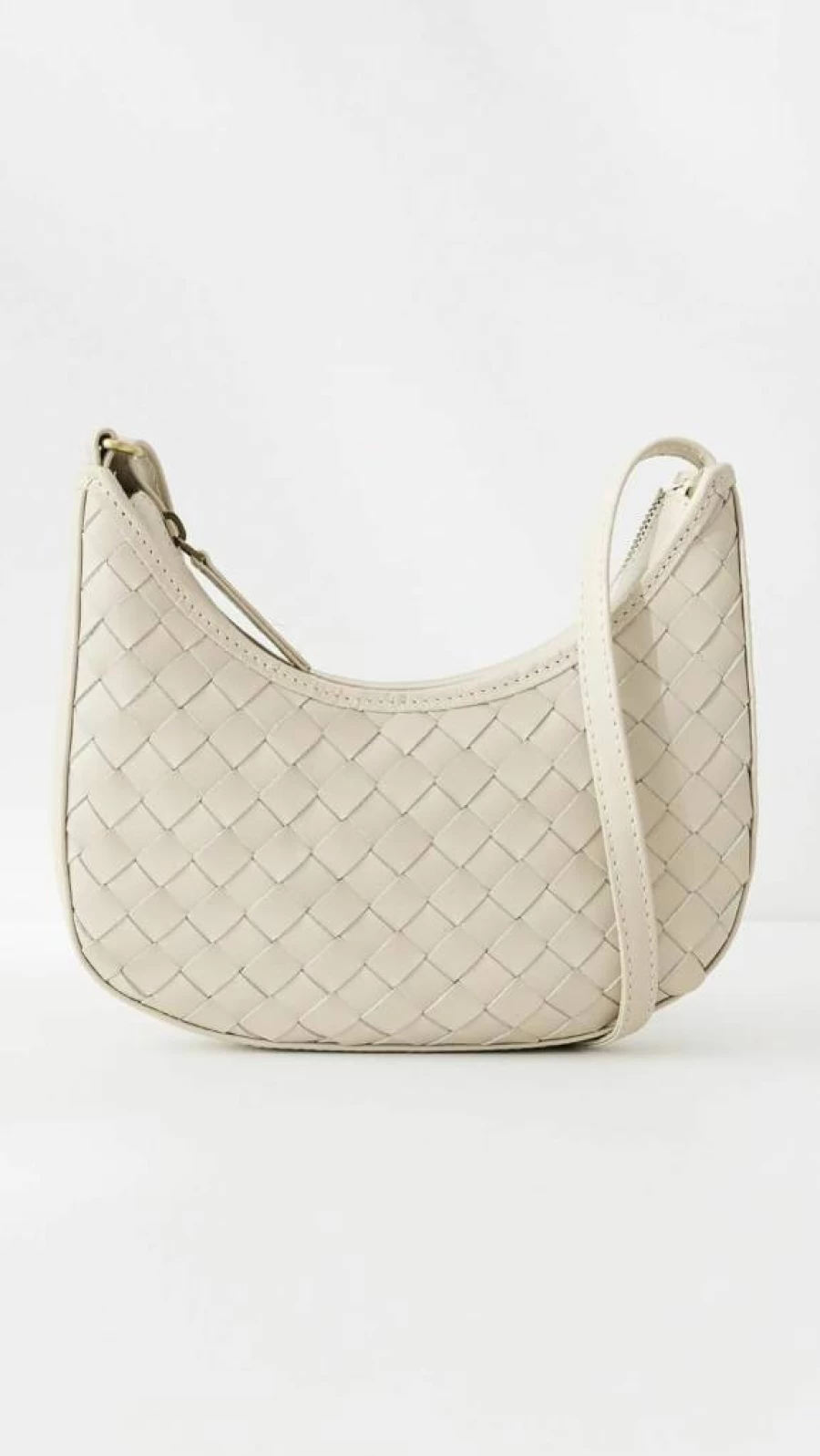 Bembien Cream Woven Mini Sling Bag for Women - Elegant Crossbody Purse