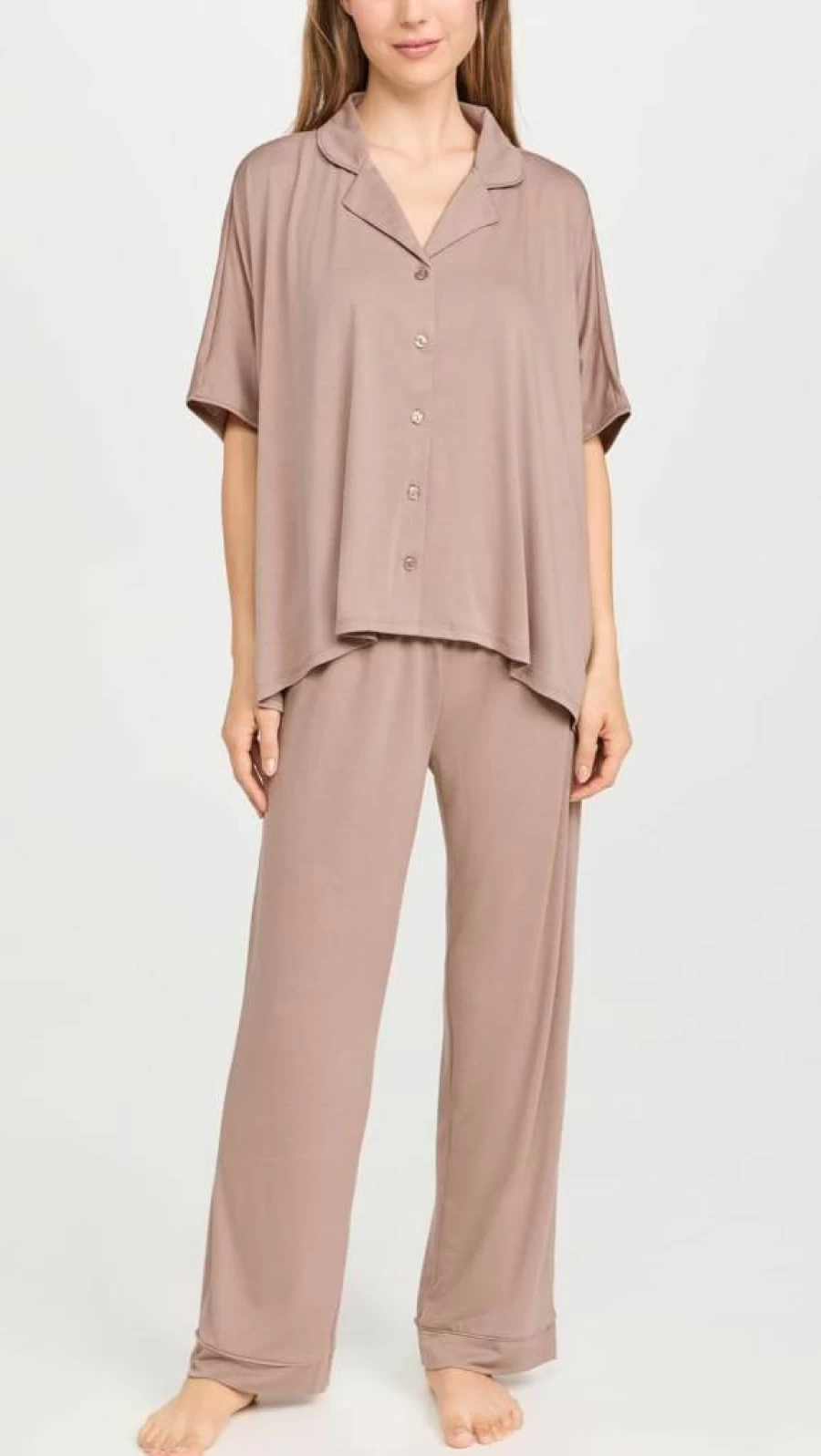 Flora Nikrooz Women's Solid Color Knit Caftan Pajama Set - Comfortable Sleepwear & Loungewear