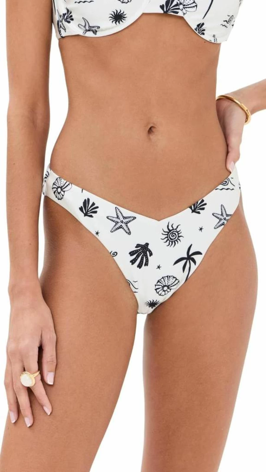 MINKPINK Women's High-Waisted Shell Bikini Bottoms - Sexy Swimwear Beach Vacay Essentials