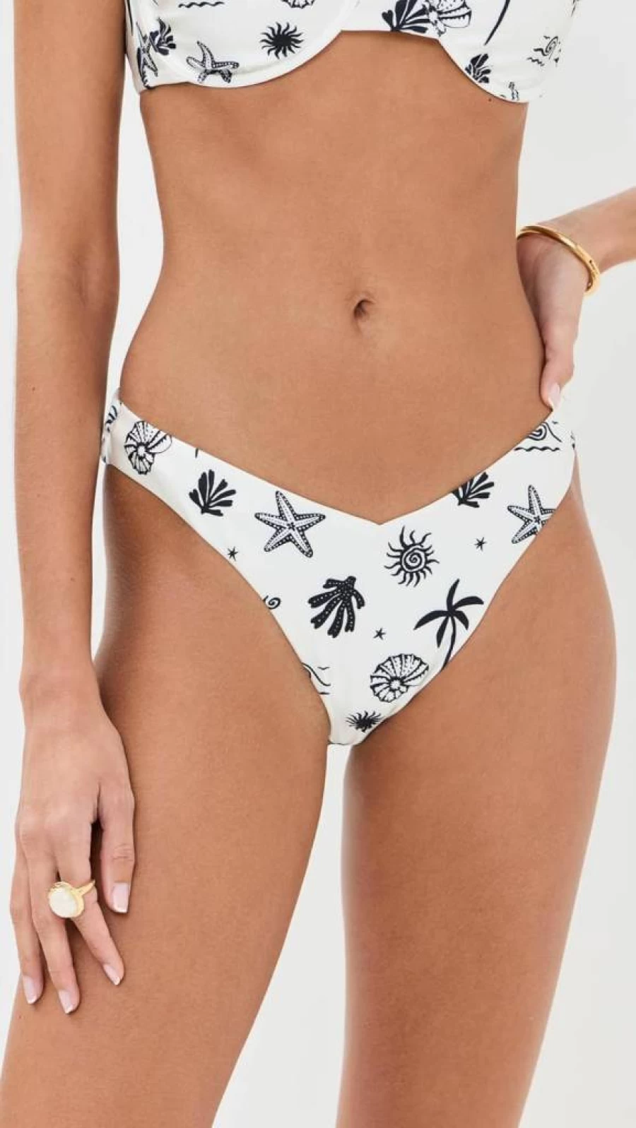 MINKPINK Women's High-Waisted Shell Bikini Bottoms - Sexy Swimwear Beach Vacay Essentials