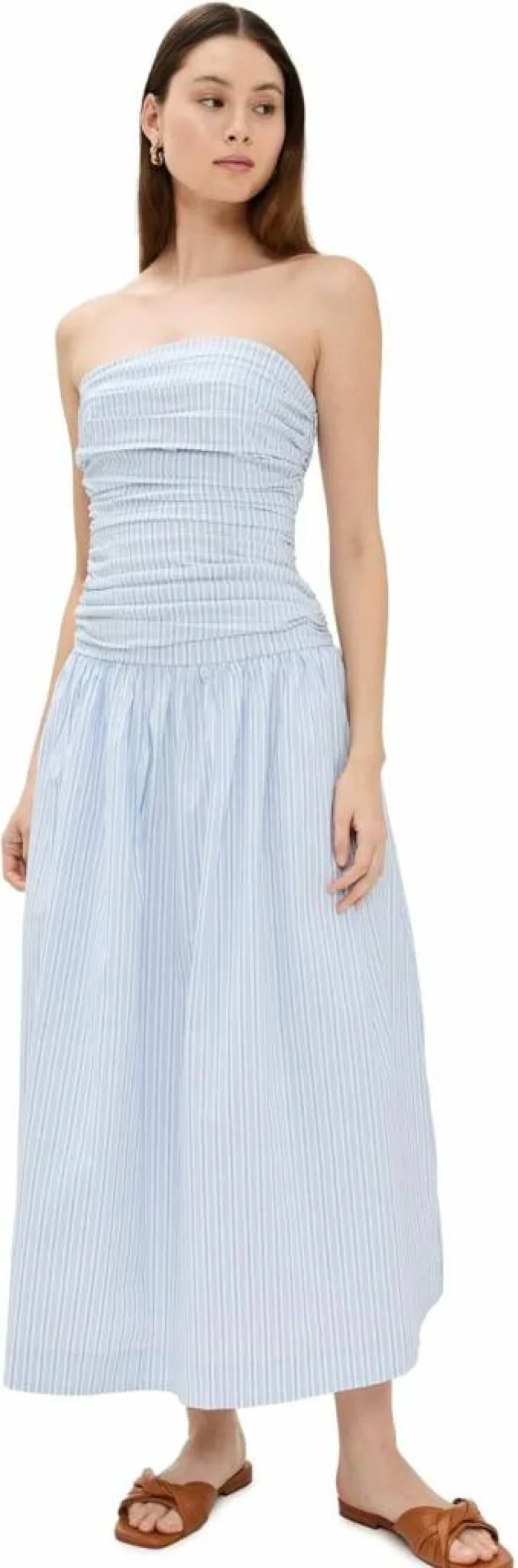 Line & Dot Women's Darra Midi Dress - Flowy Boho Chic Summer Dress with V-Neck and Ruffle Sleeves