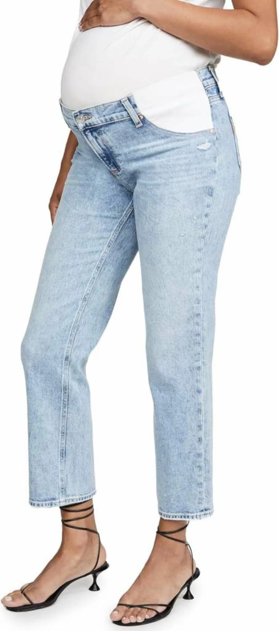 PAIGE Women's Noella Straight Leg Maternity Jeans for Pregnancy Comfort