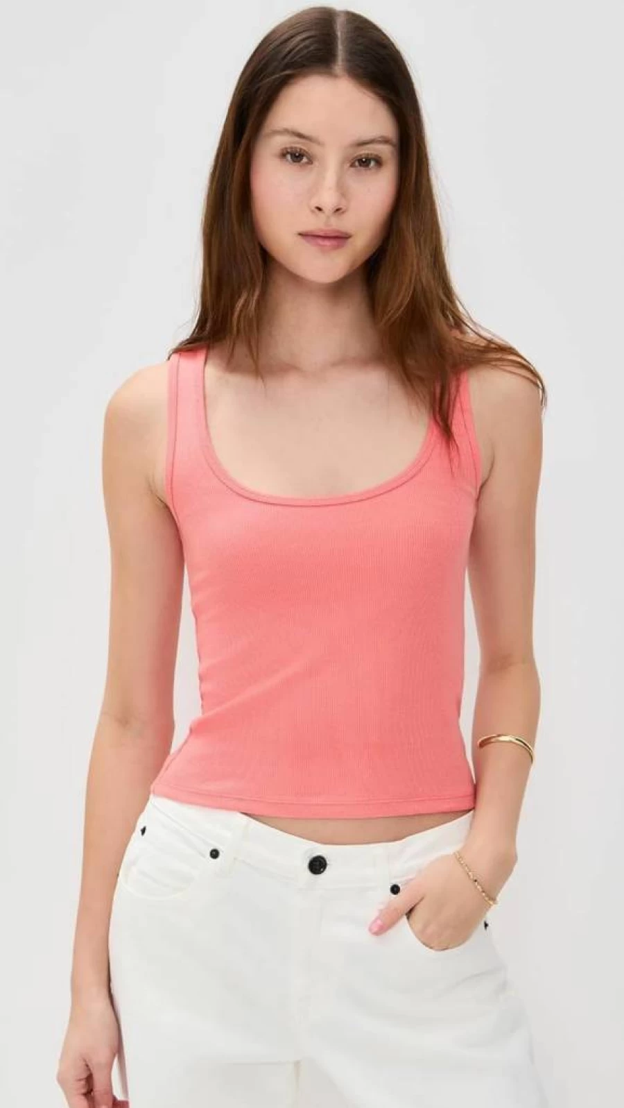 Good American Women's Ribbed Scoop Neck Tank Top - Heritage Collection