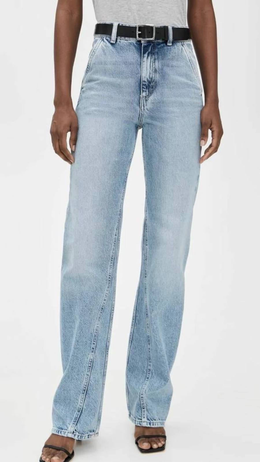 ICON DENIM LA Women's Annie High-Rise Straight Leg Jeans - Classic Blue Denim Pants for Women