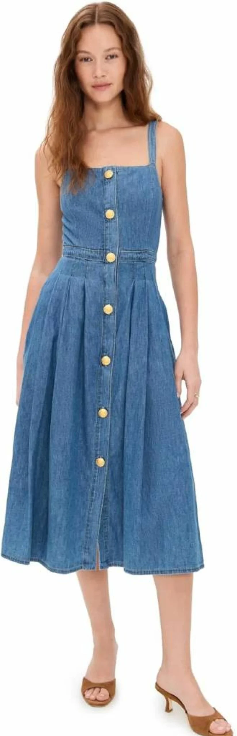 L'AGENCE Women's Esmeralda Pinafore Dress | Stylish Denim Jumper Dress for Women