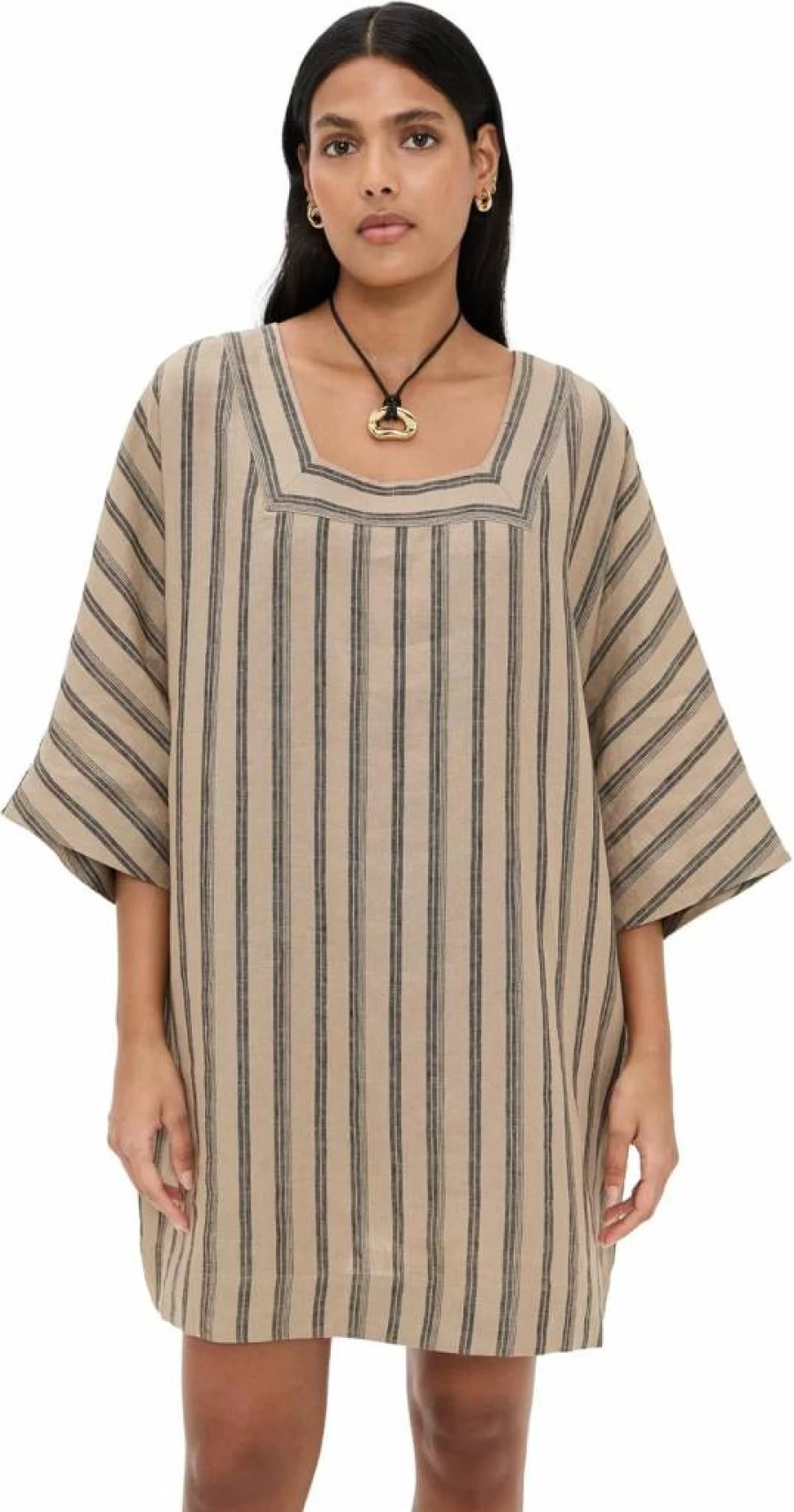 STAUD Manuela Linen Dress for Women - Summer Breathable Casual Maxi Dress