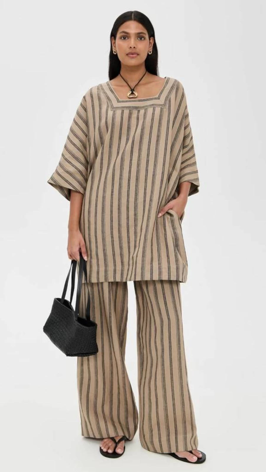 STAUD Manuela Linen Dress for Women - Summer Breathable Casual Maxi Dress