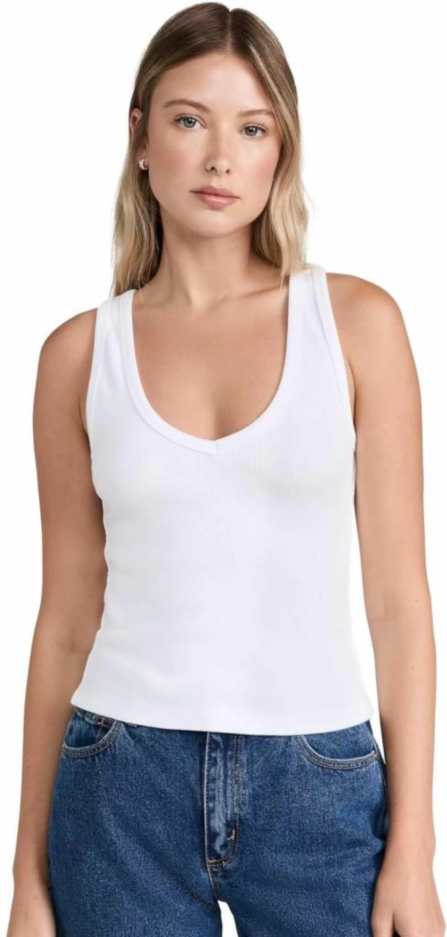 PerfectWhiteTee Women's V-Neck Blondie Tank Top - Soft Casual Fit Tee for Women